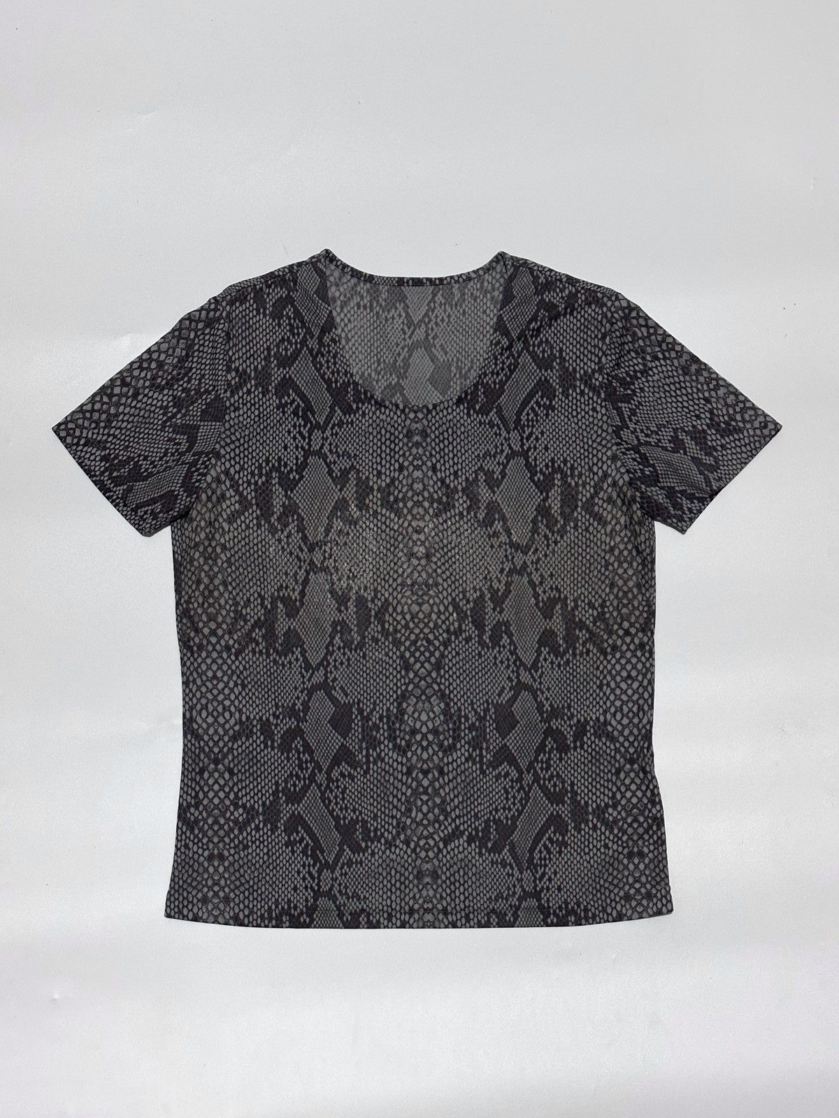 image of Beauty Beast x Hiroko Koshino Homme Japanese Hiroko Koshino Mesh Tshirt Snakeskin (Size Small)