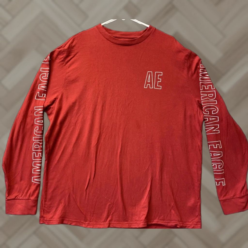 American Eagle Outfitters American Eagle Shirt Adult 2XL Red Long Sleeve Logo Tee Mens Size US XXL / EU 58 / 5 - 1 Thumbnail