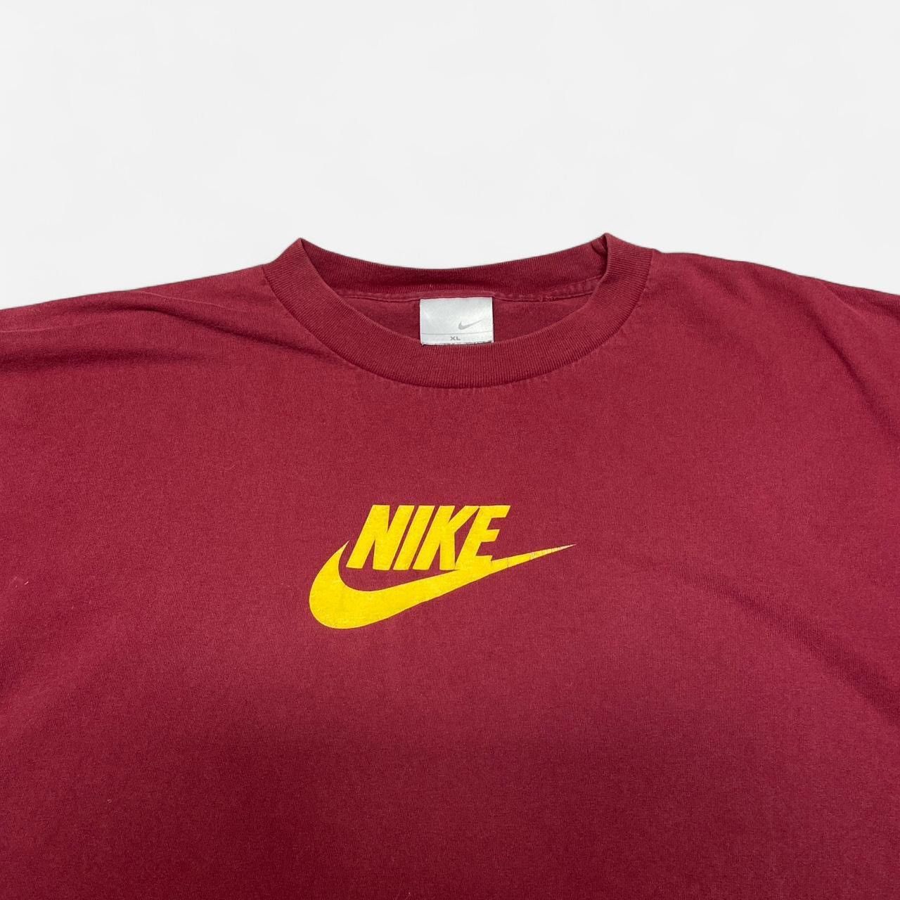 Nike Vintage Nike swoosh burgundy and yellow graphic Tshirt Size US XL / EU 56 / 4 - 2 Thumbnail