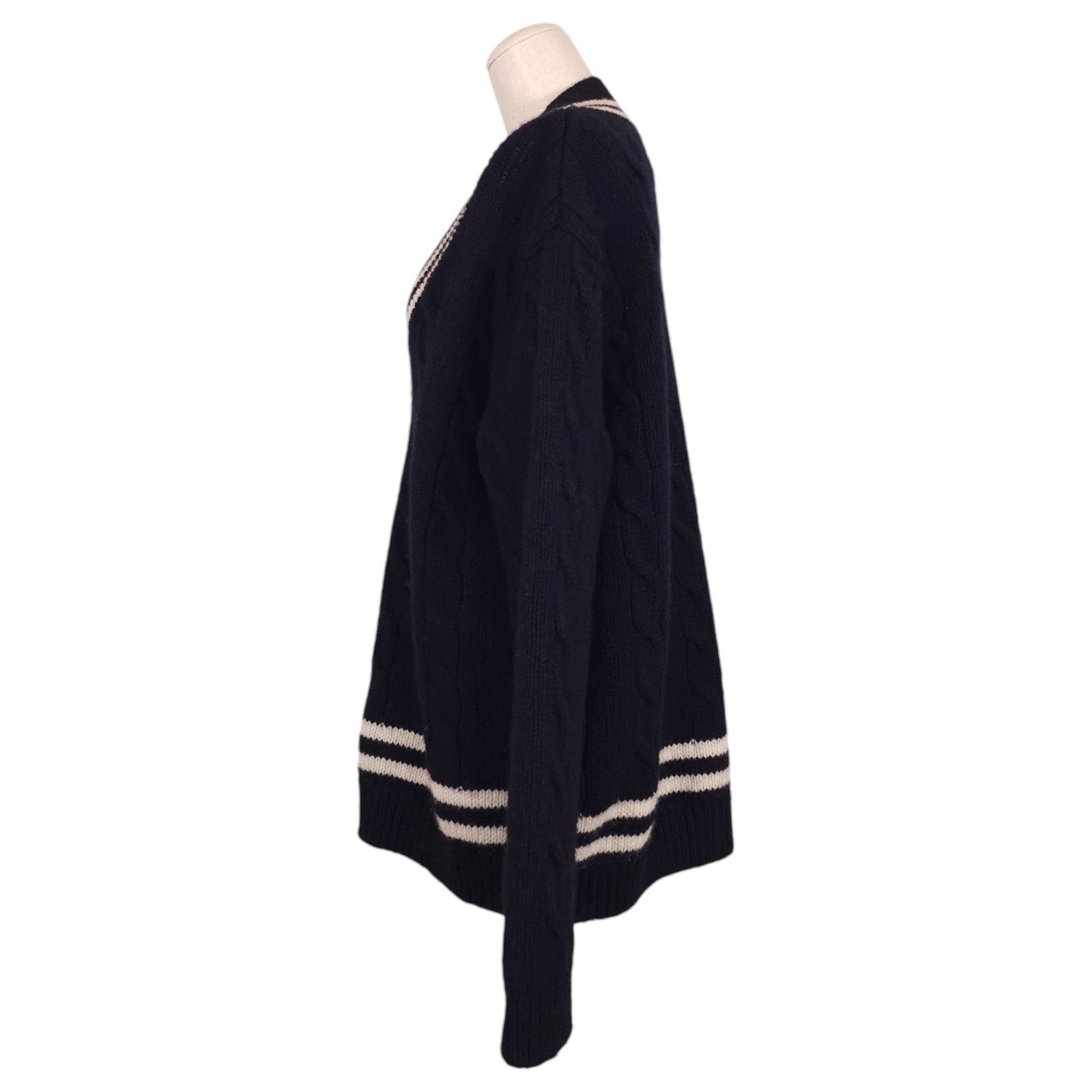 Brandy Melville Brandy Melville Varsity Stripe Navy Blue Wool Sweater Size ONE SIZE - 2 Thumbnail