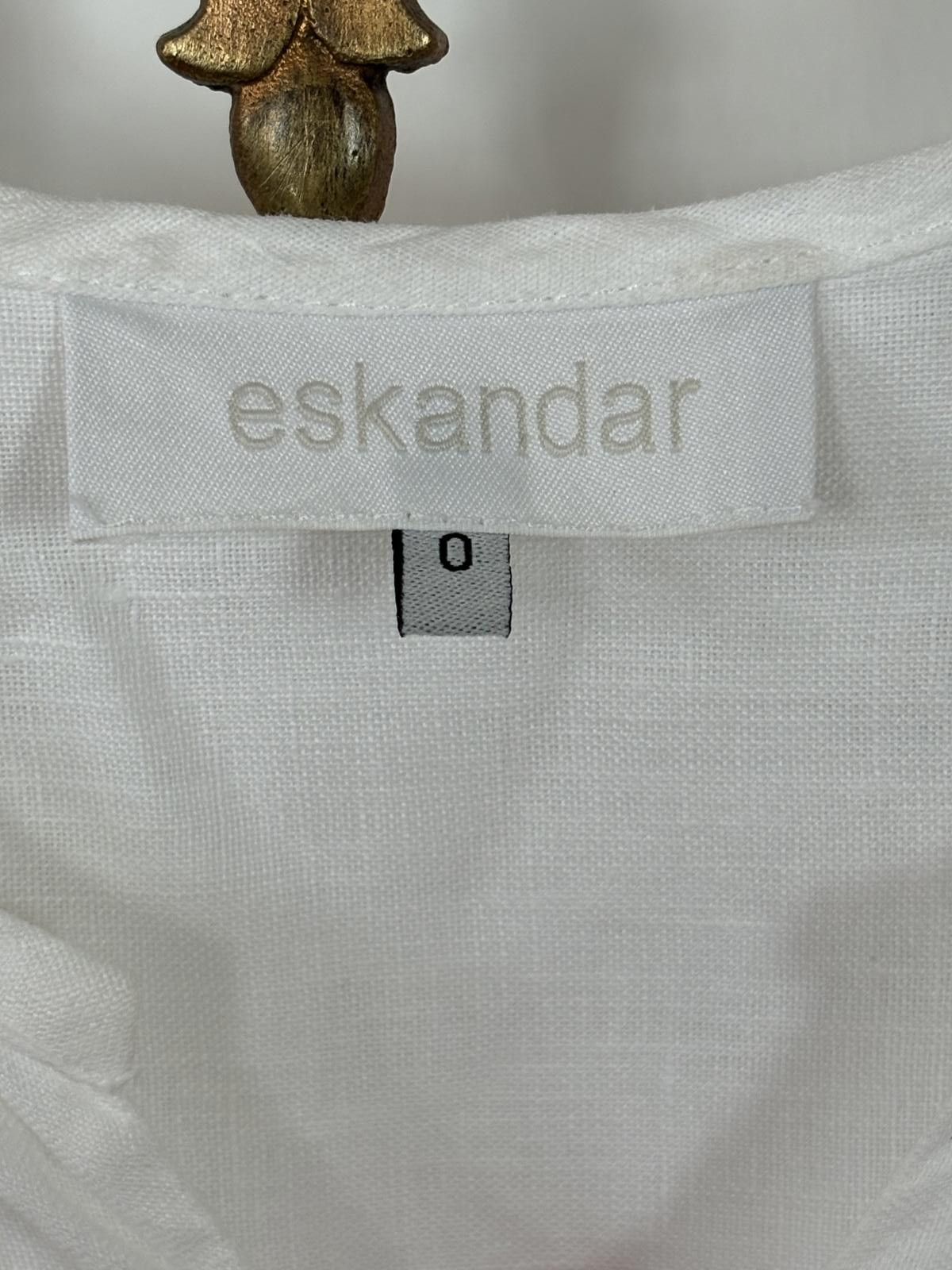 Designer Eskandar Sz 0 ROSE FLORAL Embroidered White Tunic Shirt Top Size XS / US 0-2 / IT 36-38 - 3 Thumbnail