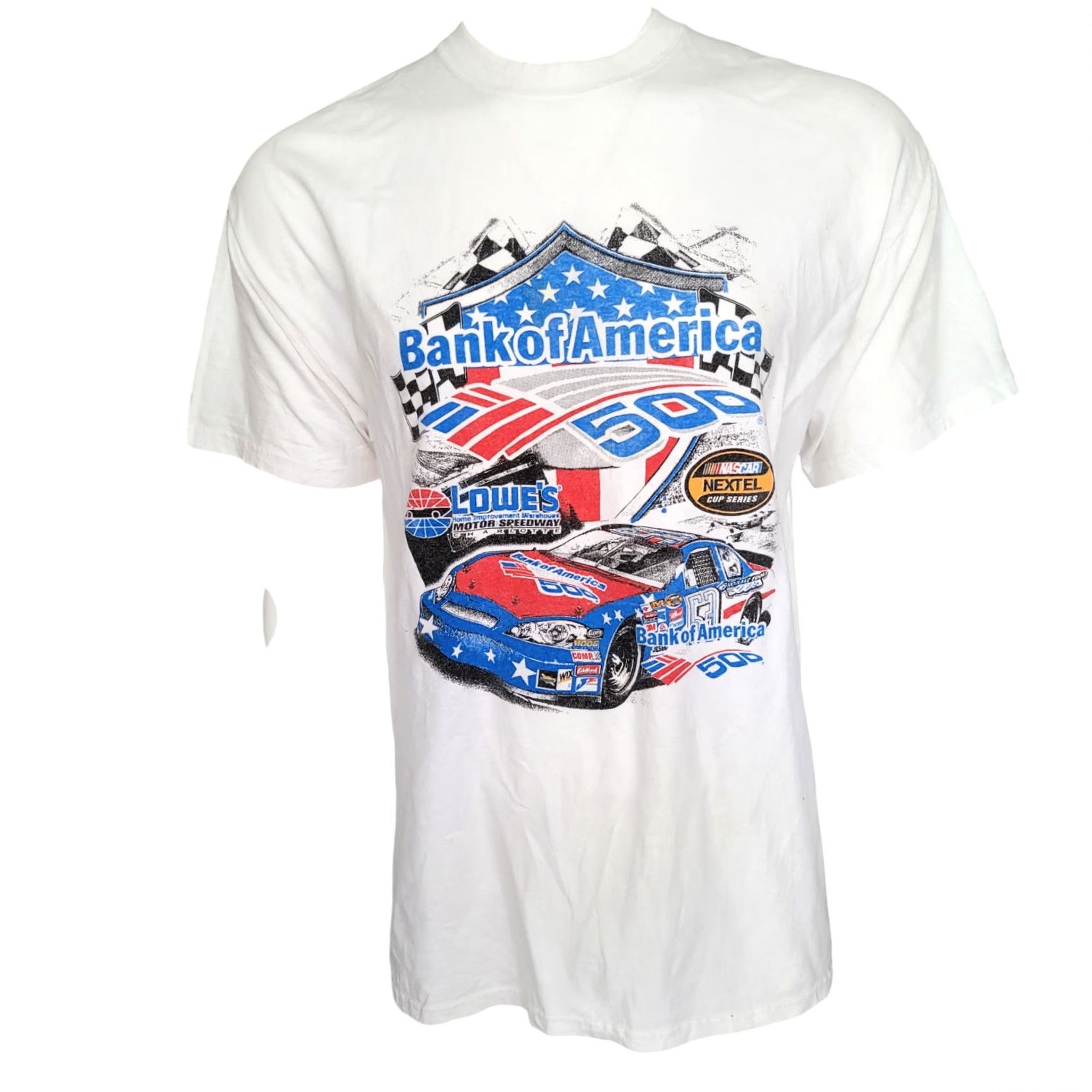 Hanes VINTAGE Bank of America 500 NASCAR 2007 T-Shirt XL Hanes White 100% Cotton Size US XL / EU 56 / 4 - 7 Thumbnail