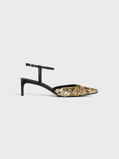 Celine o1bcso1str0625 347833681C Kitten Strap Pumps in Black/Gold Size US 8 / IT 38 - 1 Preview