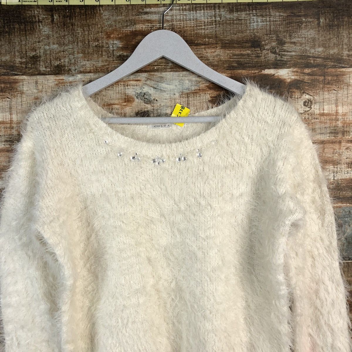 Homespun Knitwear × Japanese Brand DLL Colza White mohair shaggy fur Knitwear #C228 Size S / US 4 / IT 40 - 5 Thumbnail