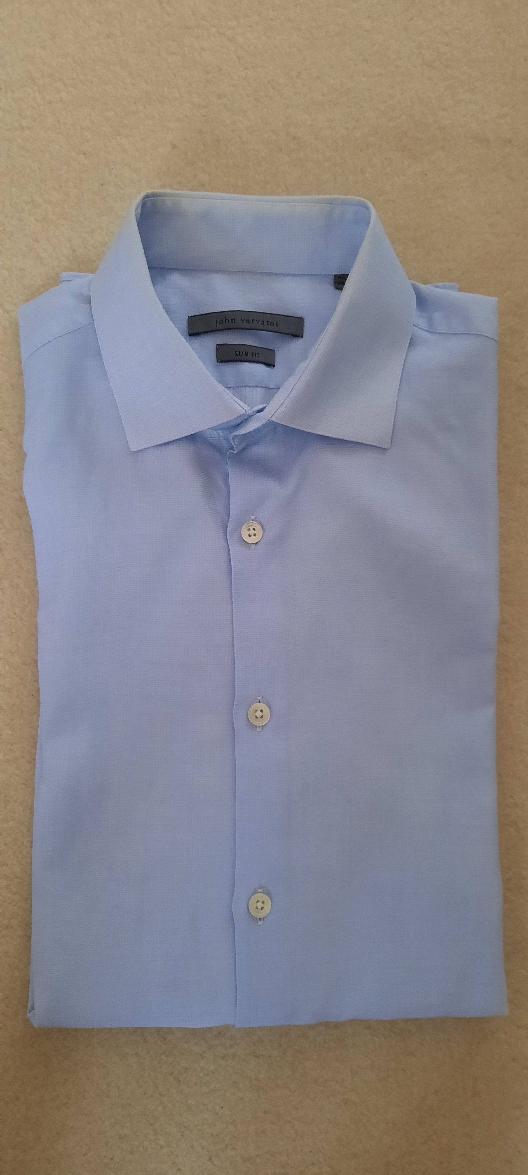 John Varvatos JOHN VARVATOS Long Sleeve Shirt 15 1/2 Slim Fit Light Blue Size US M / EU 48-50 / 2 - 1 Thumbnail