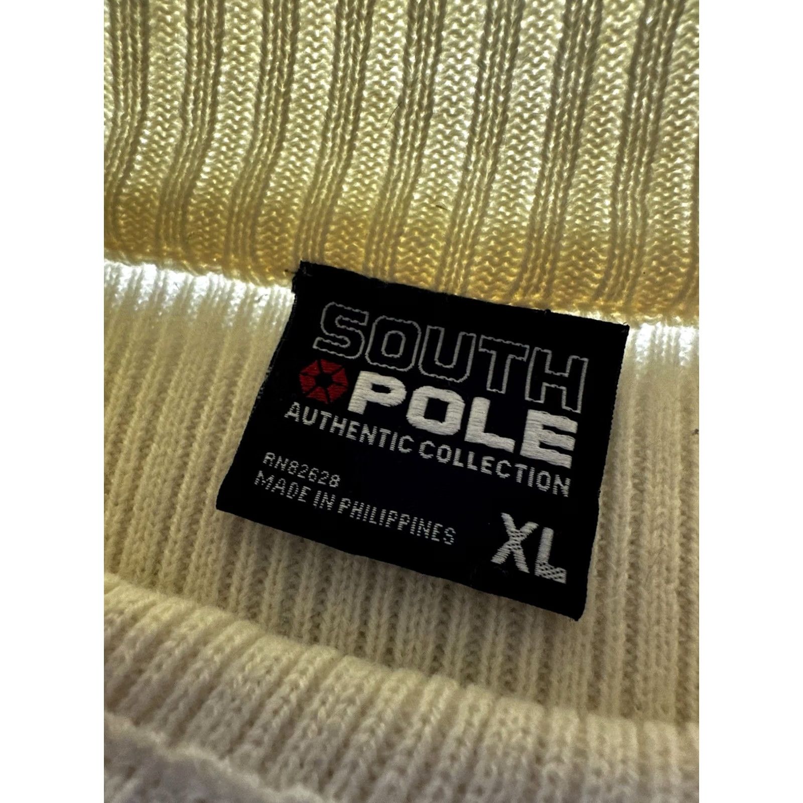 Southpole VTG South Pole Mens XL Sweater Ribbed Mock Neck Knit Cream Ivory Logo Vintage Pullover Winter Fall Clothing Size US XL / EU 56 / 4 - 5 Thumbnail