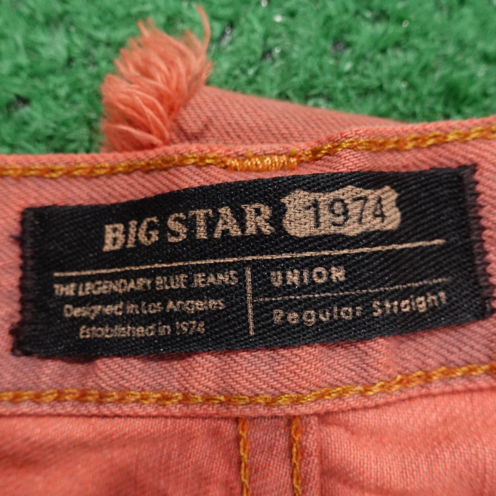 Denime BIG STAR Boyfriend Shorts Womens L Orange Denim Fringe 5-Pocket Zip Fly 35in Waist Summer Casual Womens Size 36" / US 14 / IT 50 - 7 Thumbnail
