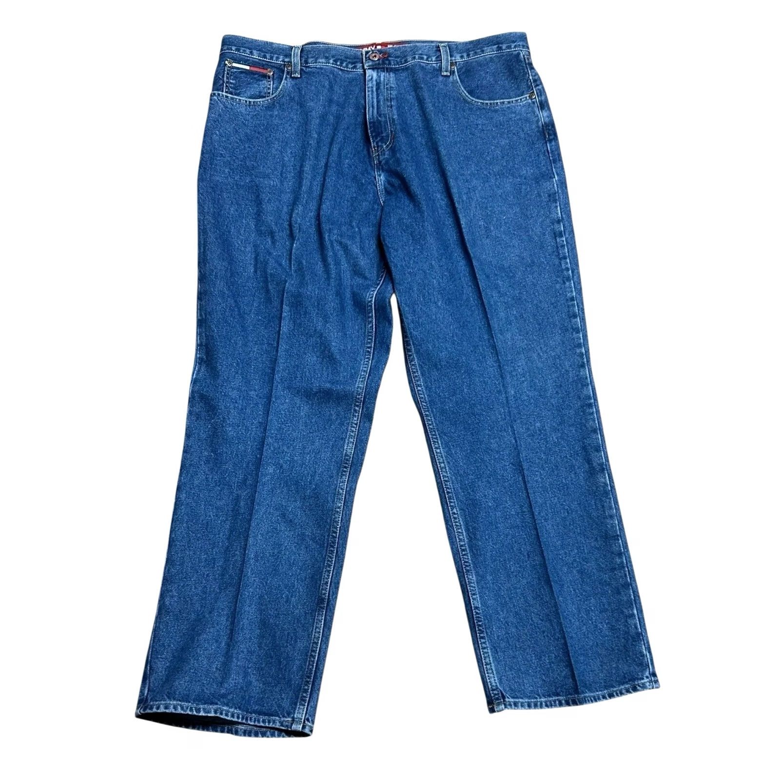 Tommy Hilfiger VINTAGE Tommy Hilfiger Jeans Mens 42 Dark Wash Relaxed Flag 90s Grunge Hip Hop Punk Rock 5-Pocket Denim Blue Jeans Mens Size US 42 / EU 58 - 2 Thumbnail