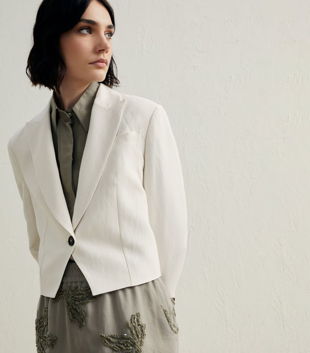 image of Brunello Cucinelli O1W1Db10524 Jacket In White, Women's (Size Large)