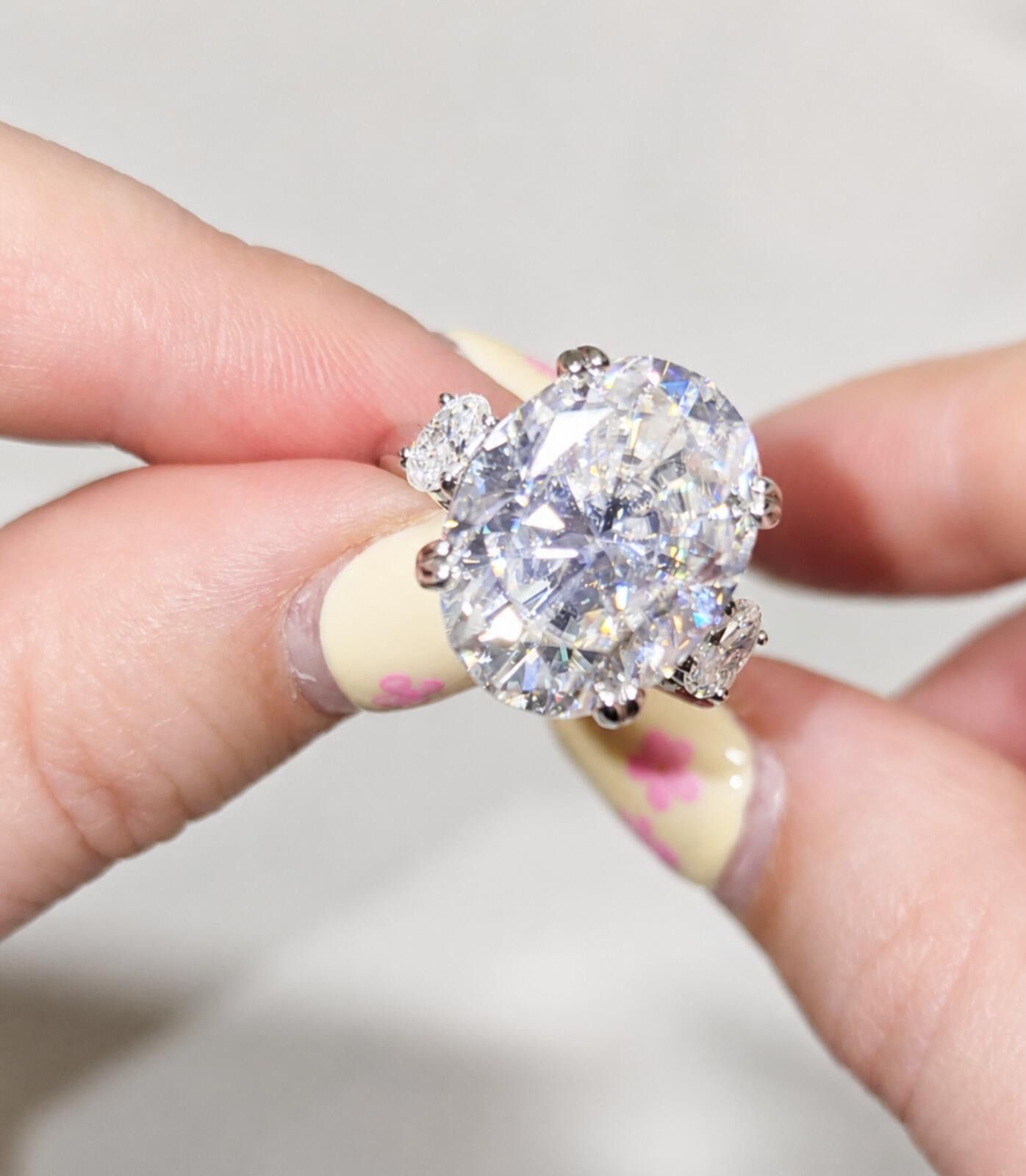Other Oval Cut 10.48ct Moissanite Ring with Platinum Overlay Size ONE SIZE - 6 Thumbnail