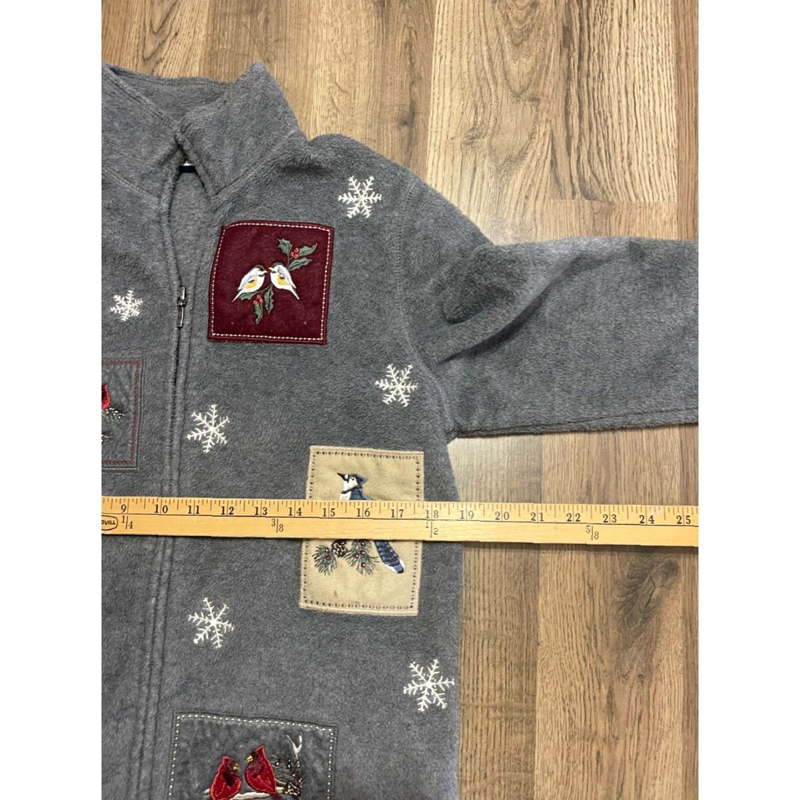 Croft & Barrow VINTAGE CROFT&BARROW Sweater (Womens) Gray Full Zip Winter Fleece Patches Size S - Casual, Regular Fit, Ladies Size S / US 4 / IT 40 - 5 Thumbnail