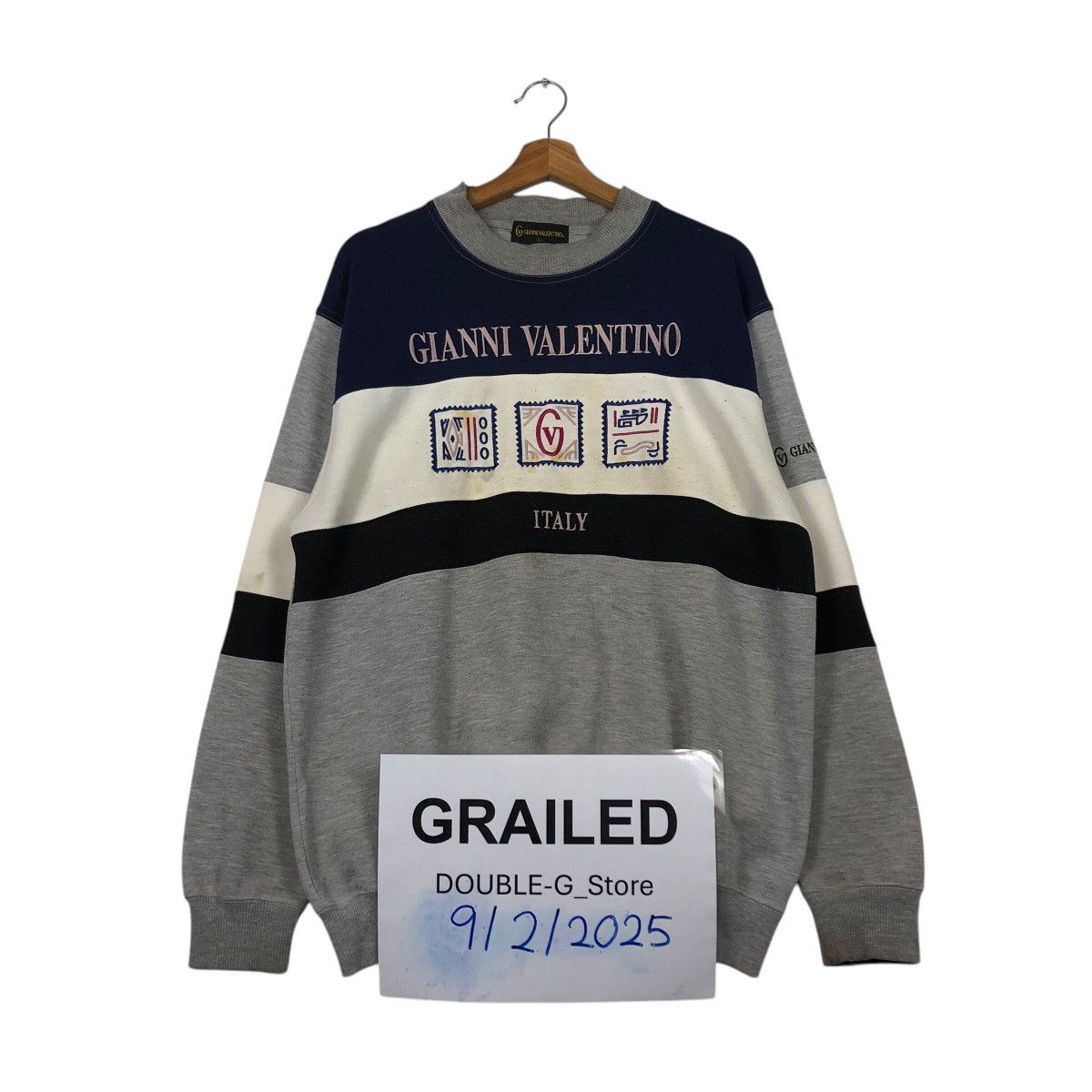 Japanese Brand × Vintage 📌Vintage Sweatshirt Gianni Valentino Italy Big Logo Size US L / EU 52-54 / 3 - 1 Thumbnail