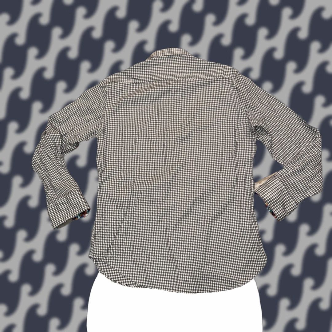 Robert Graham Robert Graham Men L Gray White Houndstooth Embroidered Button-Up Shirt Long Sleeve Size US L / EU 52-54 / 3 - 1 Thumbnail