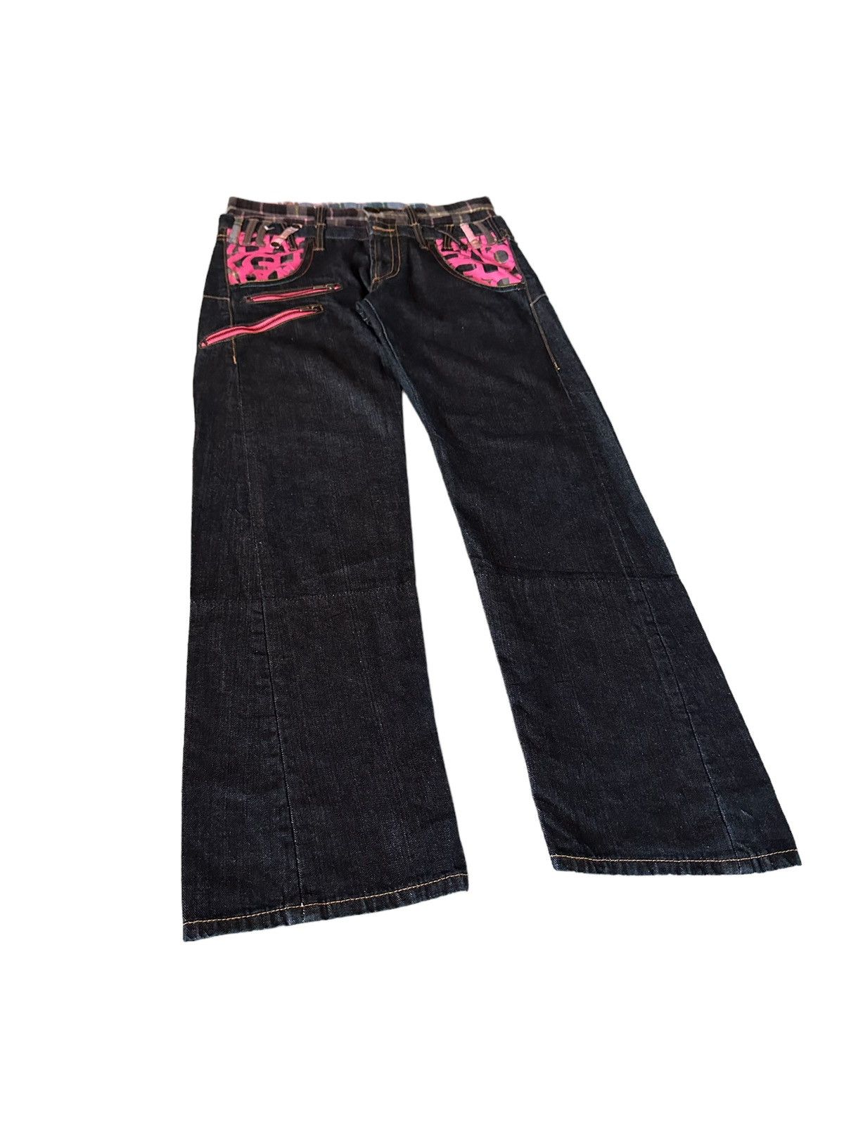 Le Grande Bleu (L.G.B.) Double Waist Punk Zipper Denim Jeans Size US 31 - 1 Thumbnail