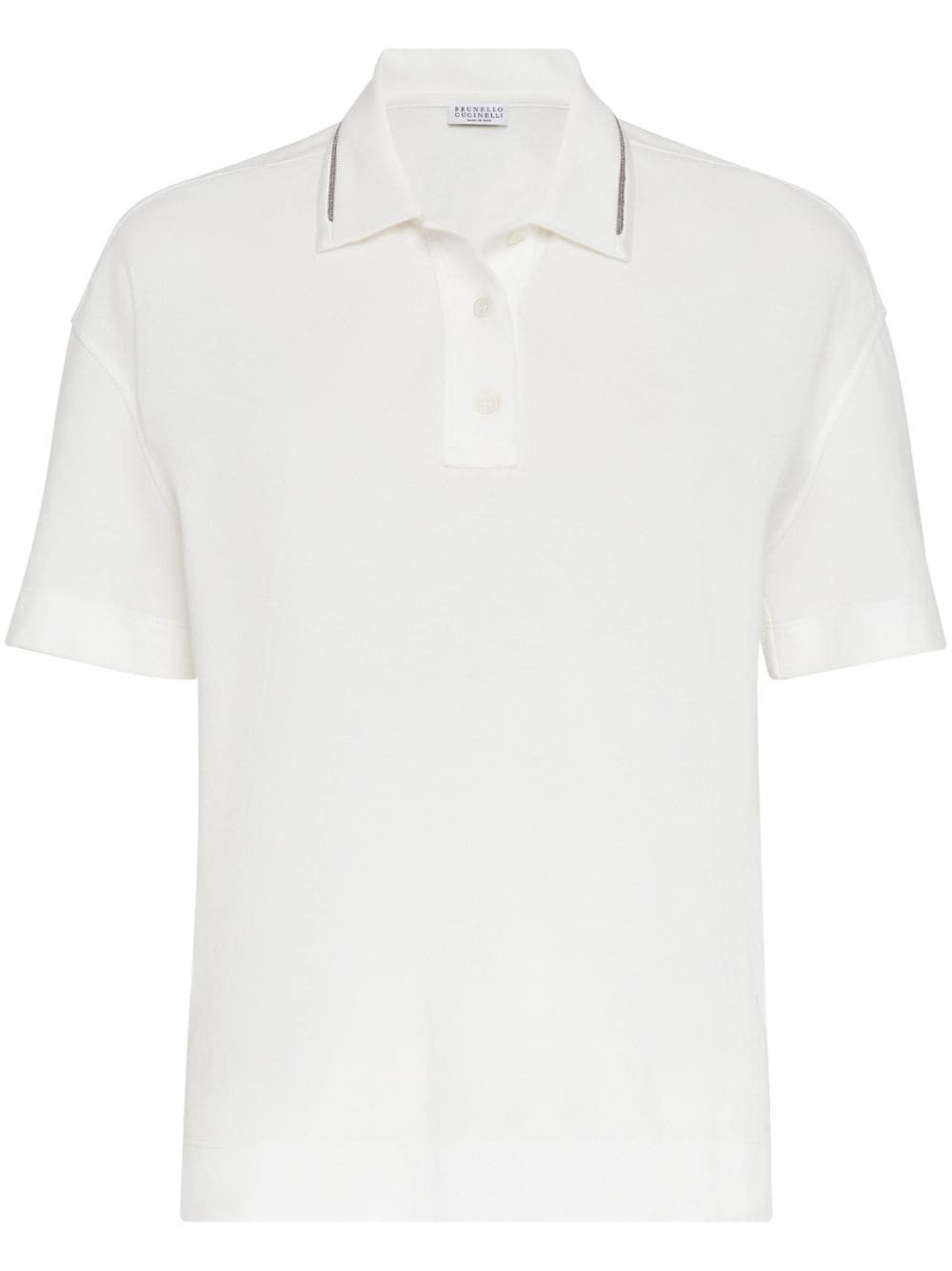 Brunello Cucinelli Polo In Piquet Con Monile Size L / US 10 / IT 46 - 1 Thumbnail