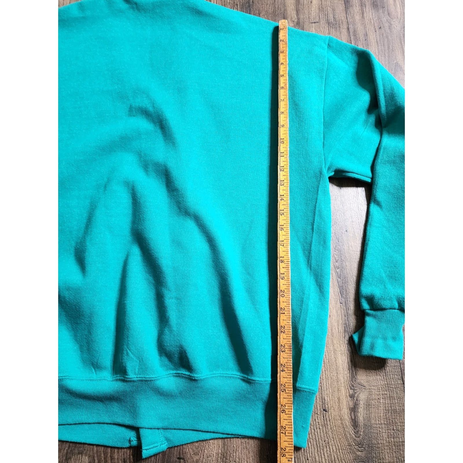 Jerzees VINTAGE Jerzees Cardigan Sweatshirt OSFM Green 80s Button V-Neck Long Sleeve Pockets Womens Knit Thermal Cardigan Everyone Size ONE SIZE - 3 Thumbnail