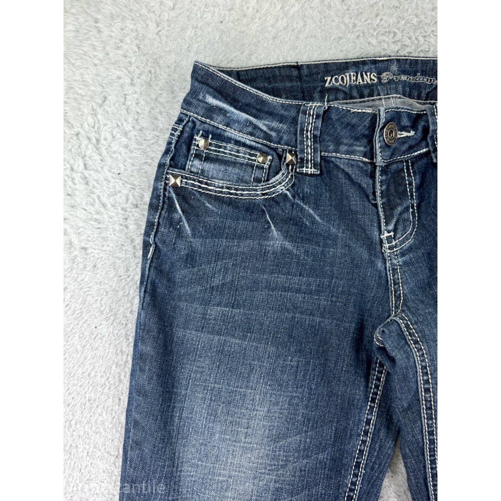Denime Zco Denim Jeans Bootscut Women's 7 Blue Embroidered Distressed Pockets 5-Pocket Cotton Blend Regular Size 28" / US 6 / IT 42 - 7 Thumbnail