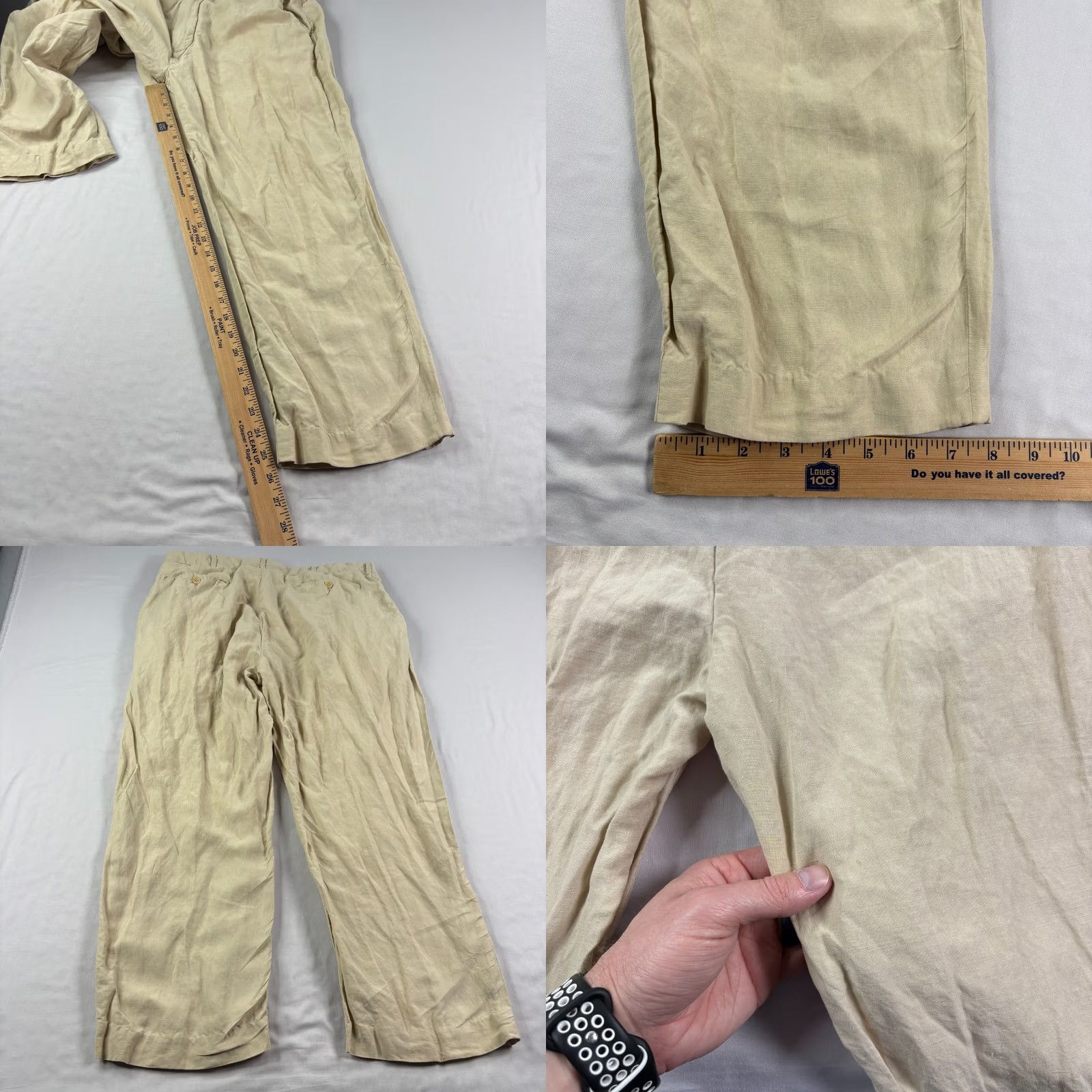 Polo Ralph Lauren VINTAGE Polo Ralph Lauren Pants Mens 36x26 Beige Linen Silk Straight Leg Beach Casual Flat Front Zip Size US M / EU 48-50 / 2 - 8 Thumbnail