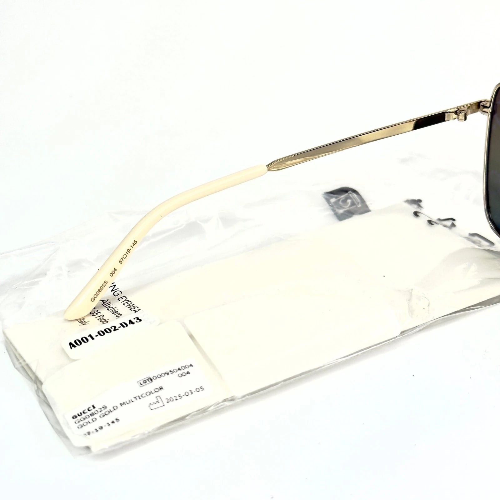 Gucci GUCCI 0802 Gold Blue Rainbow GG Print Gg0802S Sunglasses 004 Size ONE SIZE - 6 Thumbnail