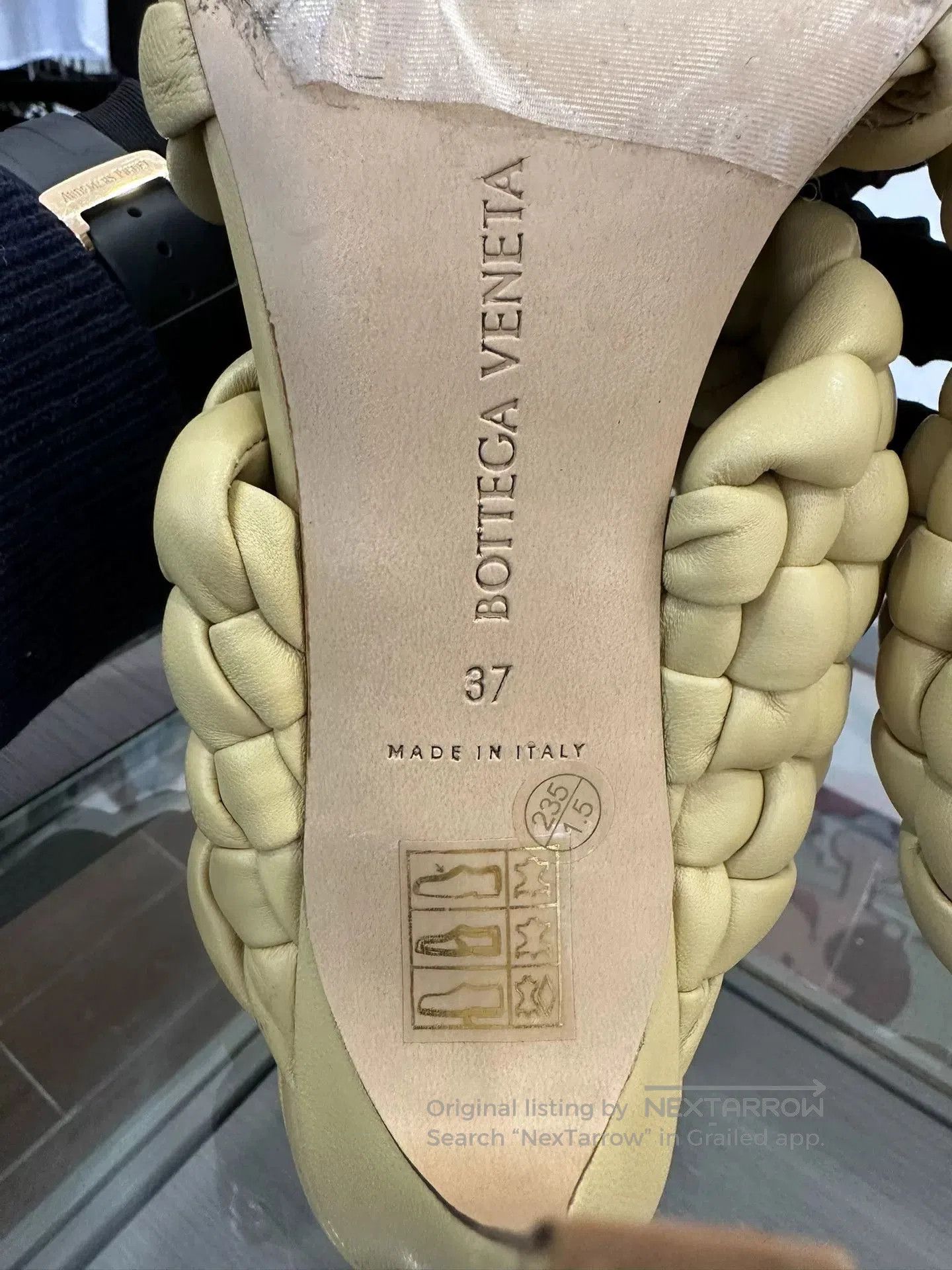 Bottega Veneta BV Yellow Braided High-Heel Slippers. Size US 6 / IT 36 - 7 Thumbnail