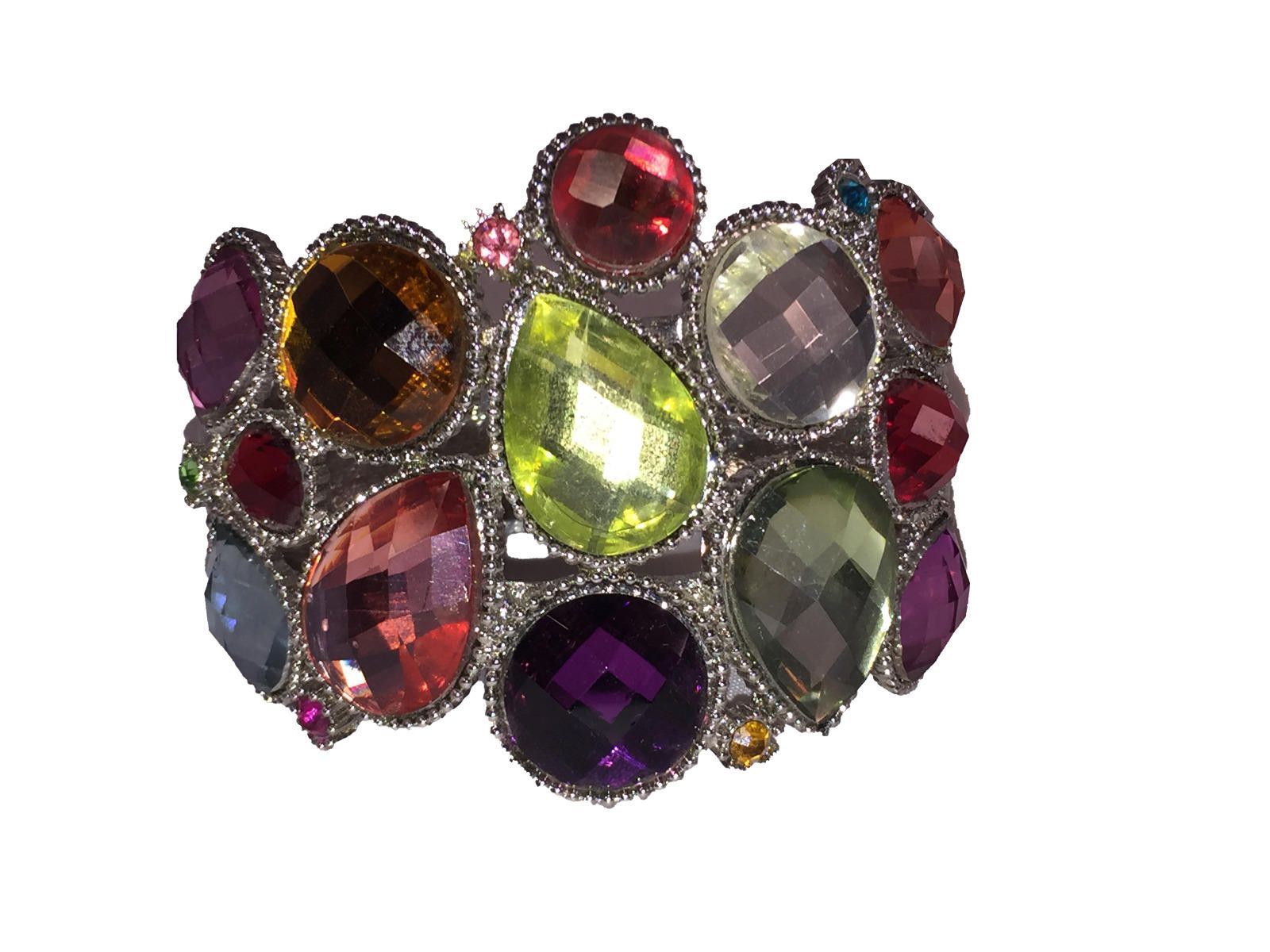 Designer Massive Bejeweled Costume Bracelet with Glass Rhinestones Size ONE SIZE - 1 Thumbnail
