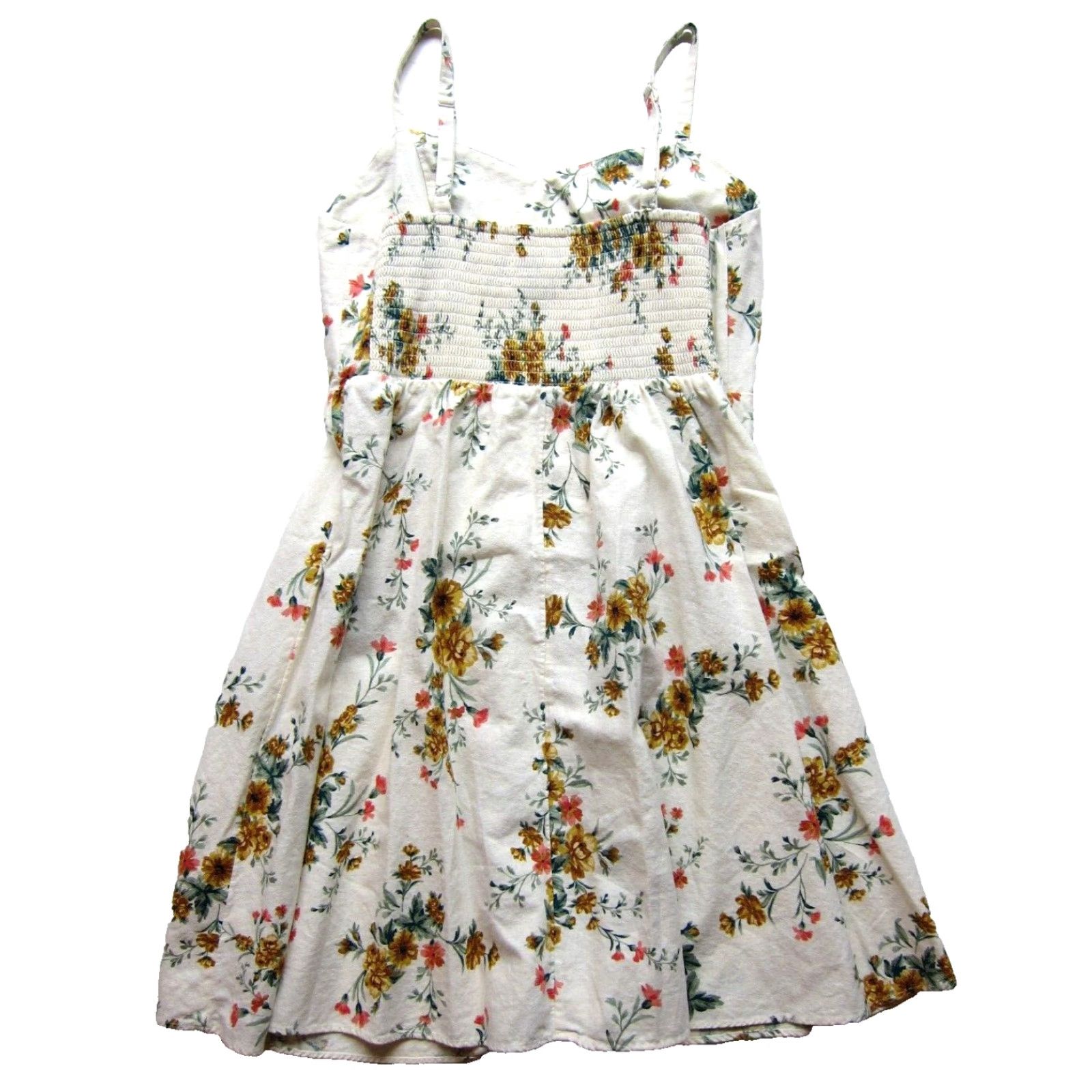Old Navy Old Navy Dress Adult Medium Ivory Linen Floral Cami Tank Slip Sun Womens Size M / US 6-8 / IT 42-44 - 2 Thumbnail