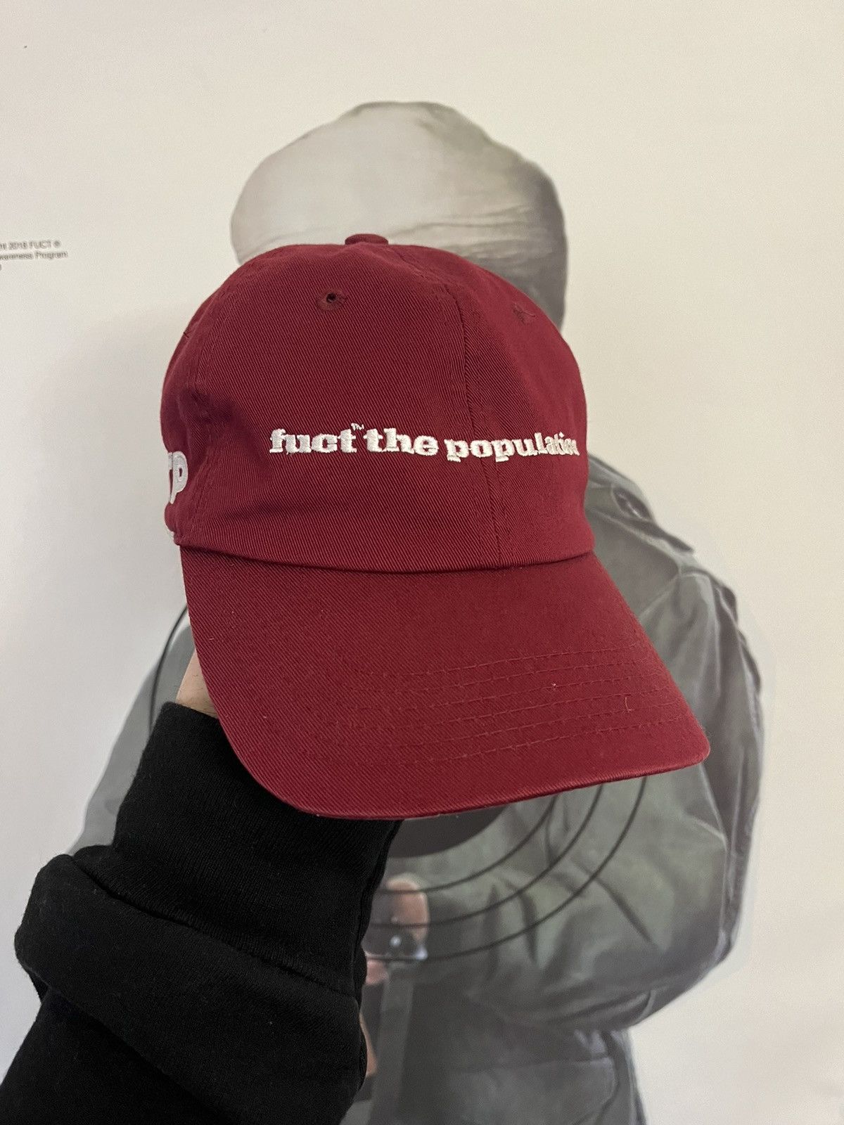image of Fuck The Population x Fuct The Population Dad Hat Maroon in Red, Men's