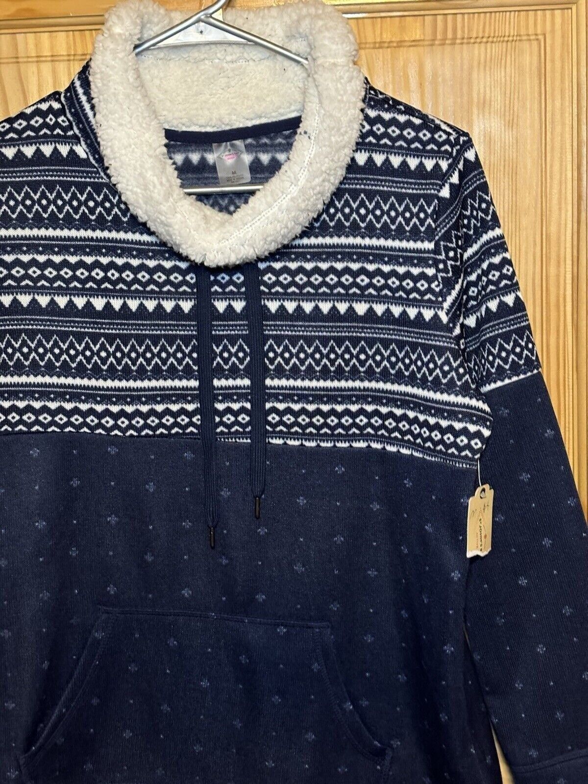 St. Johns Bay St. Johns Bay Blue White Fleece Mock Neck Sweater size M Size M / US 6-8 / IT 42-44 - 4 Thumbnail