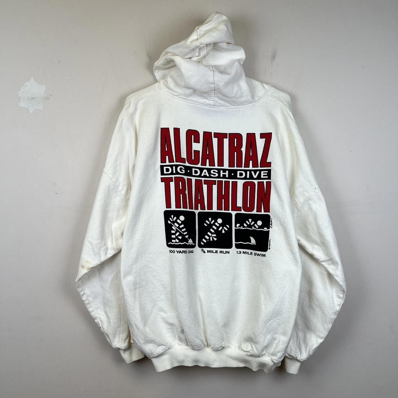 Other 90s Crazy Shirts Vintage Alcatraz Triathlon Hoodie - White Size US L / EU 52-54 / 3 - 1 Thumbnail