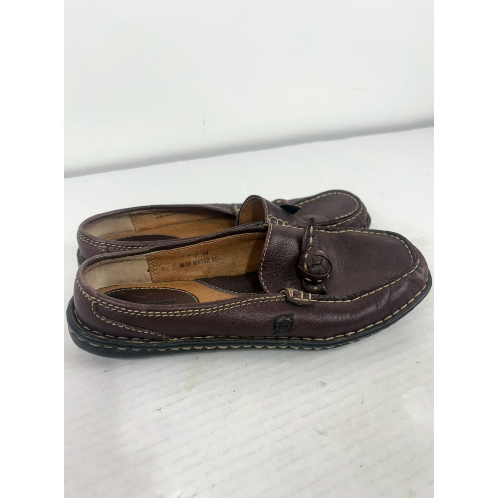 Born Born Women's Leather Flat Mules Size 7 Brown Casual Slip-On Comfort City Size US 7 / IT 37 - 2 Thumbnail