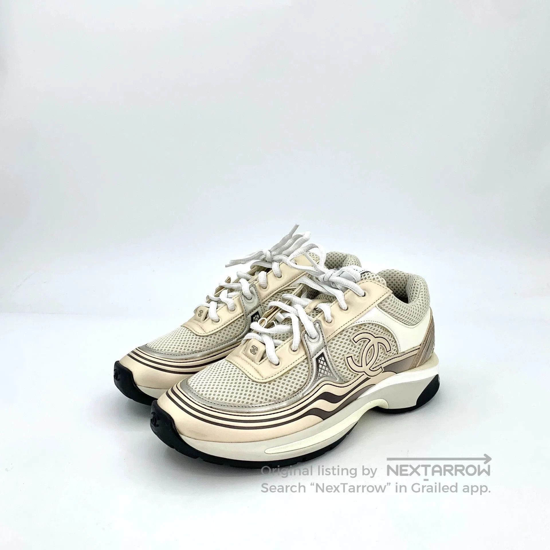 Chanel Chanel Beige CC Logo Sneakers. Size US 7.5 / EU 40-41 - 1 Thumbnail