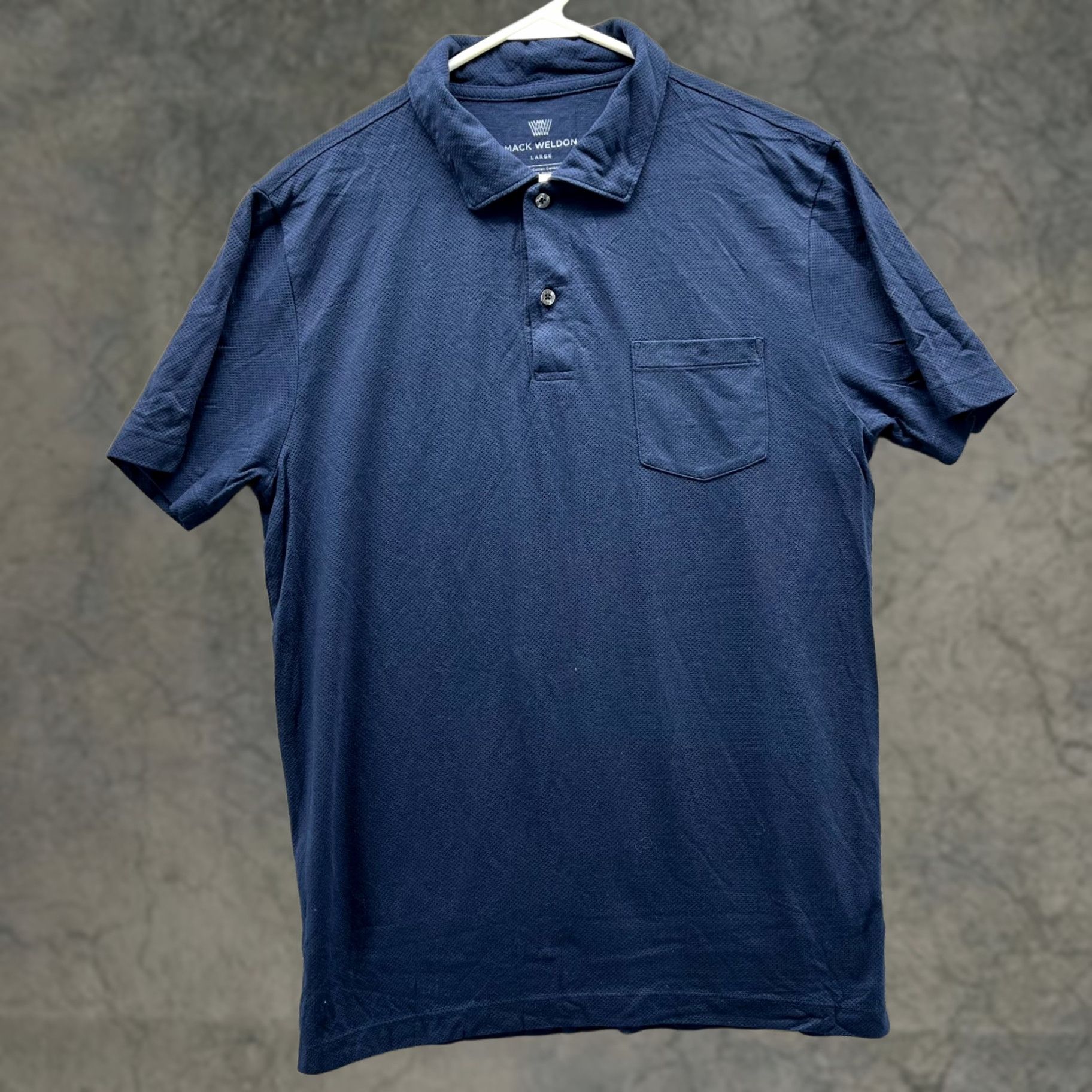 Vintage Mack Weldon Polo Shirt Mens Large Blue Navy Preppy Knit Stretch Cotton Pocket Shirt Size US L / EU 52-54 / 3 - 1 Thumbnail