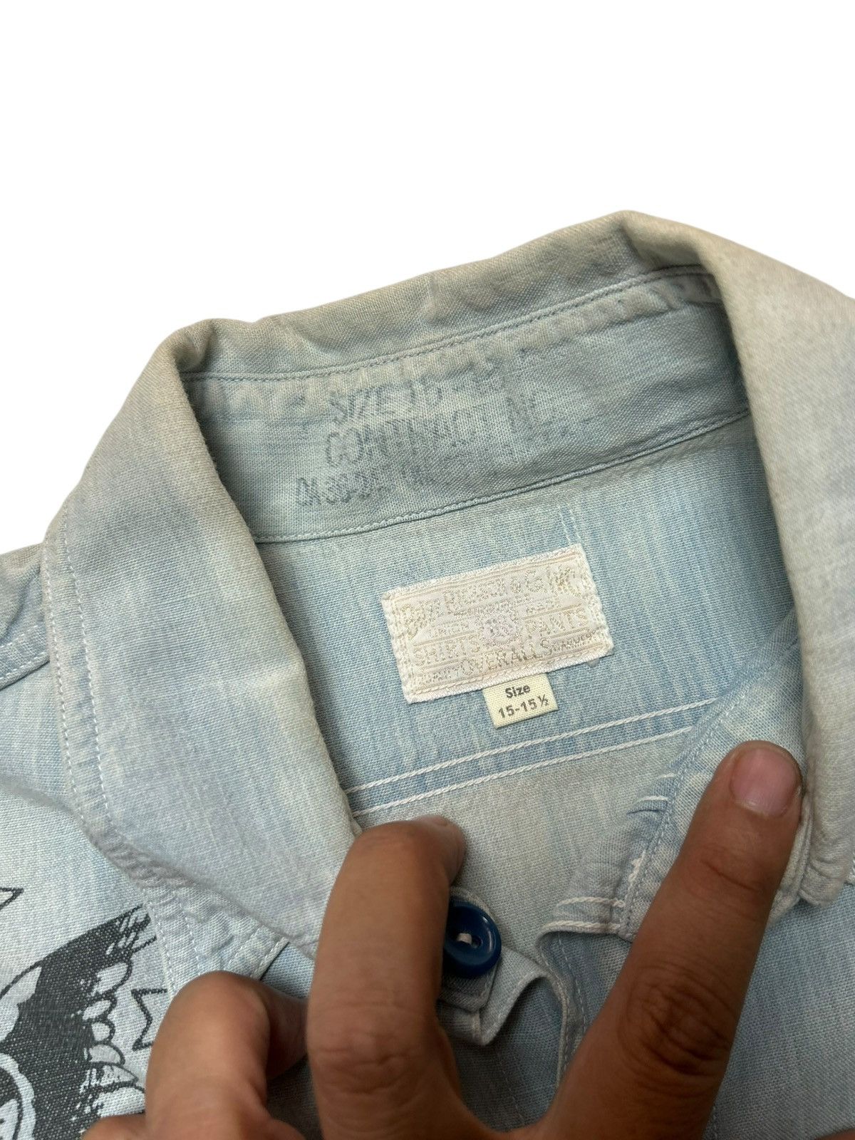 Buzz Rickson's Buzz Ricksons USN Denim Chambray Shirt Jelly Roger Washed Size US L / EU 52-54 / 3 - 9 Thumbnail