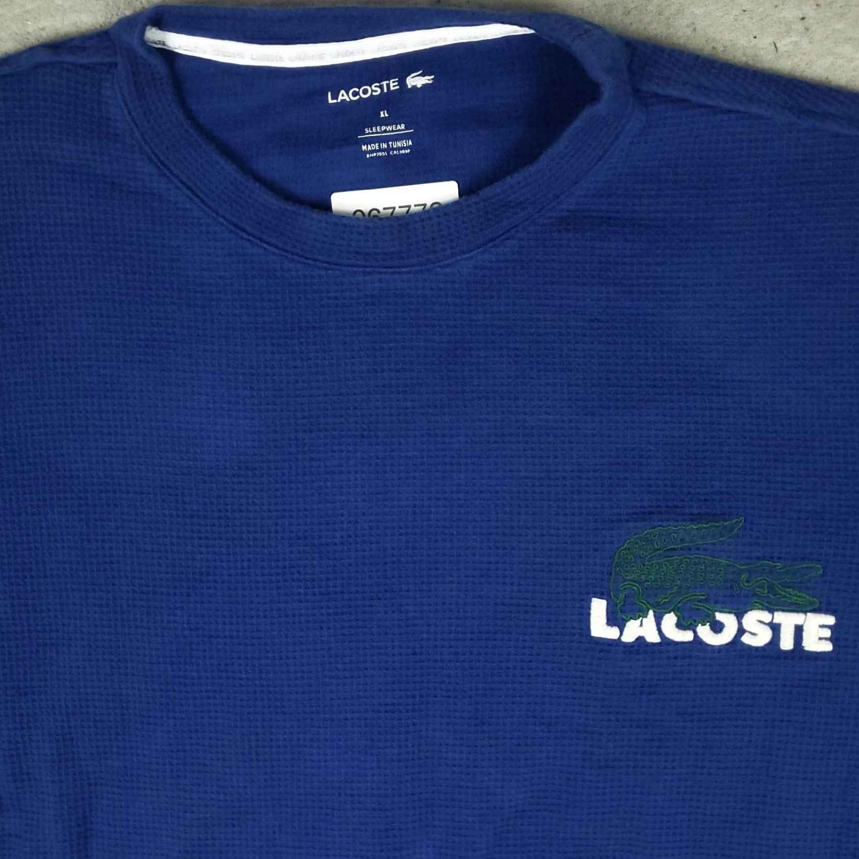 Lacoste Lacoste T Shirt Mens Large Blue Thermal Pony Waffle Knit Long Sleeve Fade(faded) Polo Logo–All Seasons Size US L / EU 52-54 / 3 - 2 Thumbnail