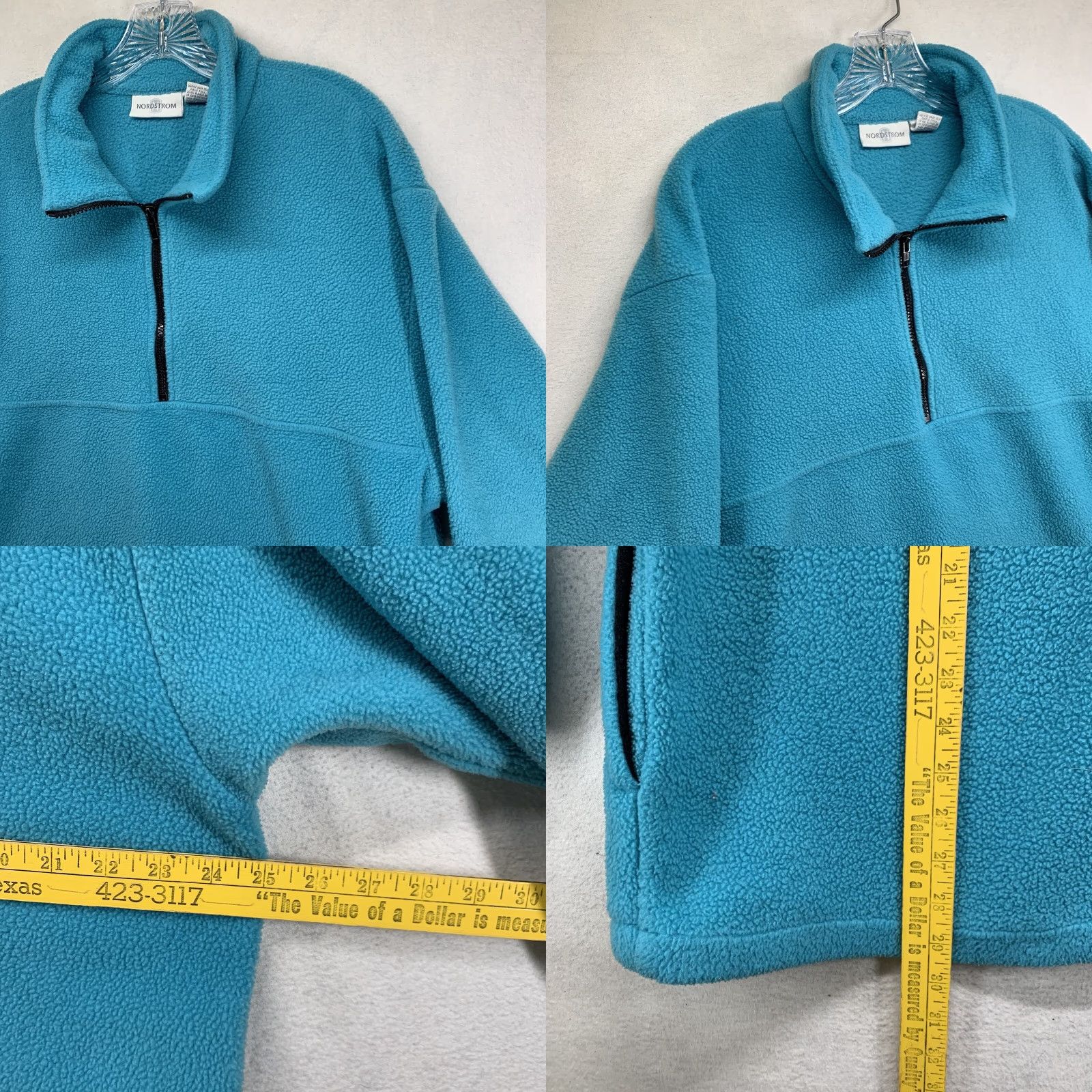 Nordstrom Vintage Nordstrom Fleece Quarter Zip Pullover Sweater Large Made In USA Aqua Blue Size US L / EU 52-54 / 3 - 8 Thumbnail