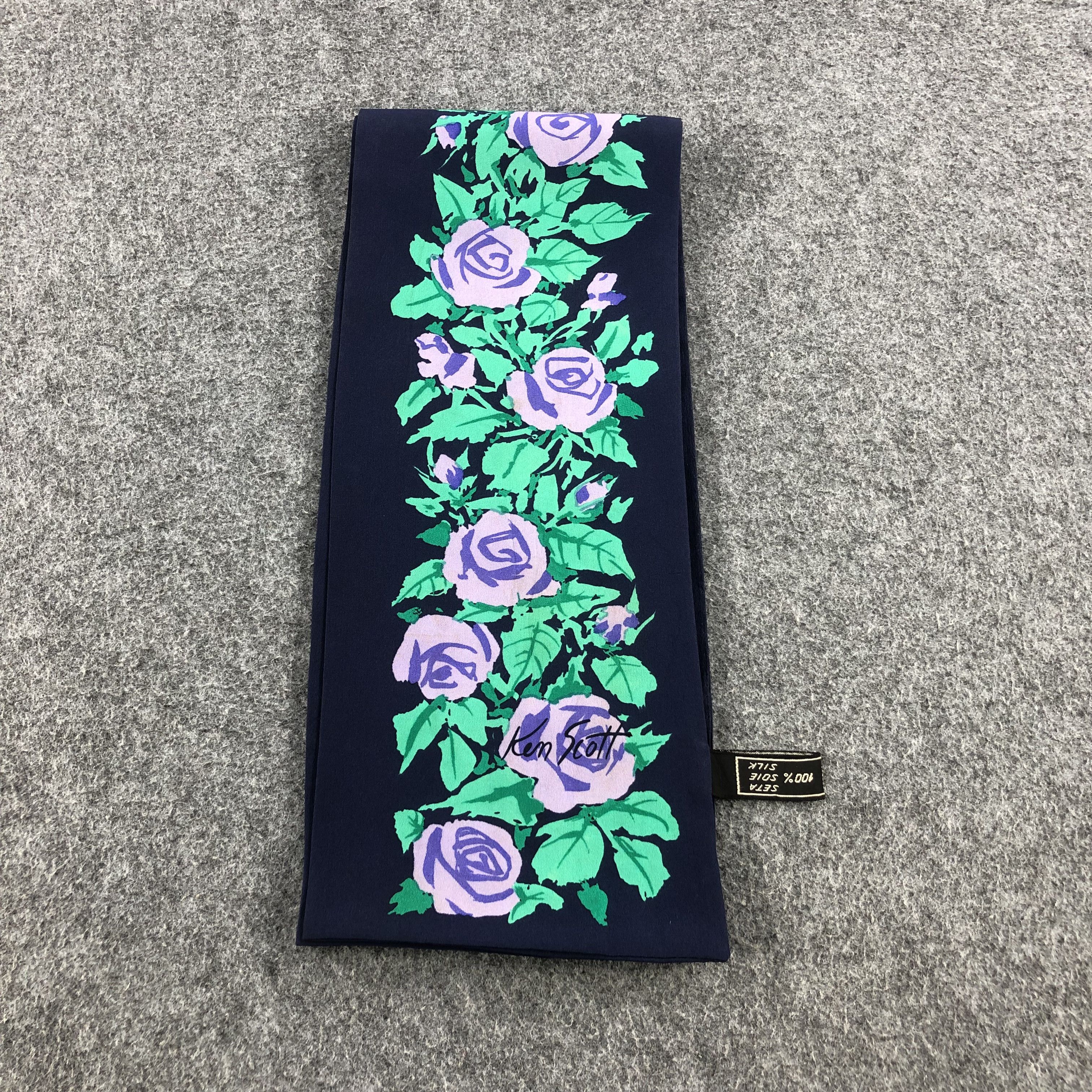 Vintage Ken Scott Floral Silk Scarf Muffler Stole Stratos M295 Size ONE SIZE - 2 Thumbnail