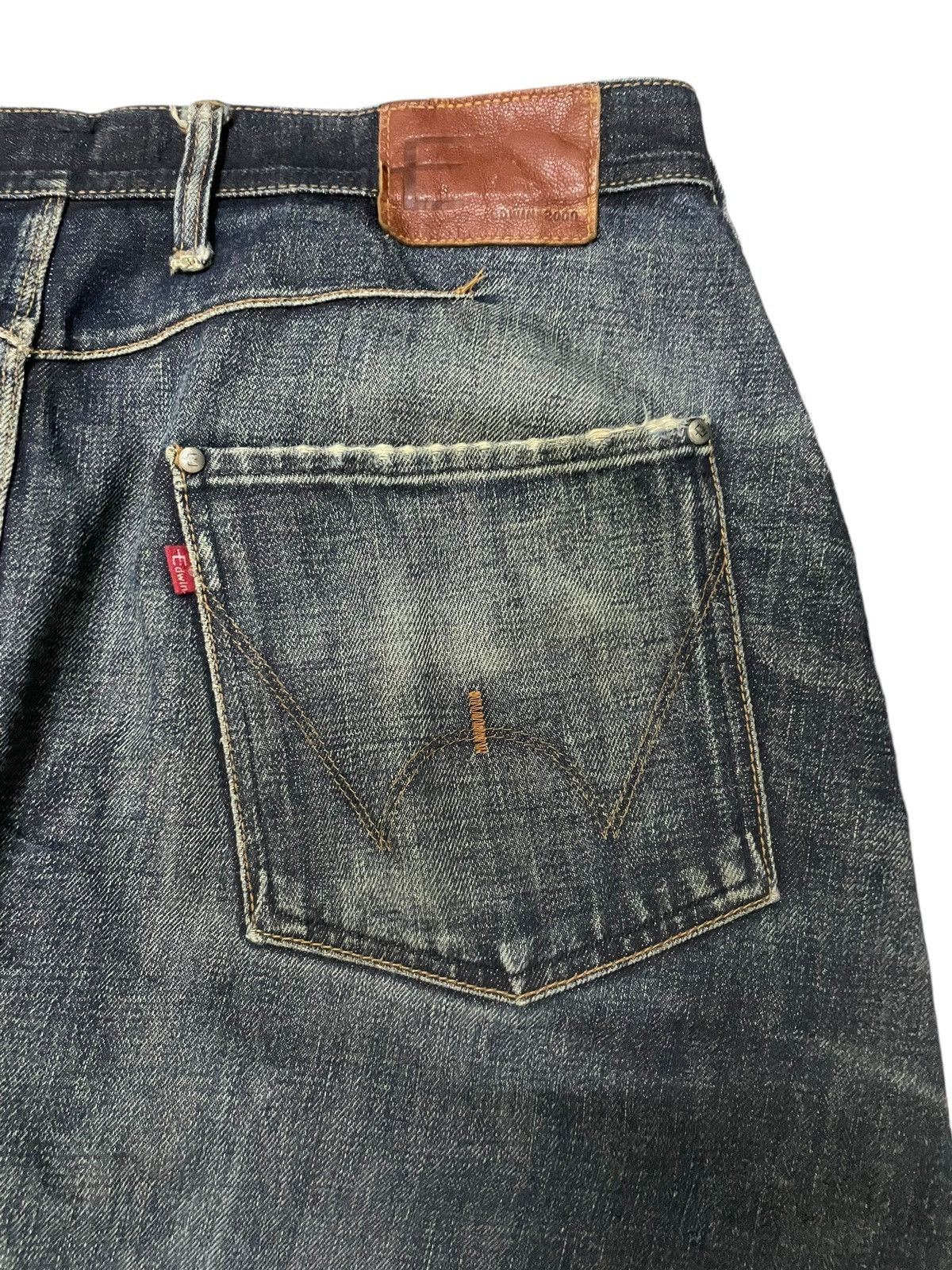 Edwin × Le Grande Bleu (L.G.B.) × Vintage 2000s Edwin Engineered E Function Curved Leg Aging Jeans Size US 36 / EU 52 - 15 Thumbnail
