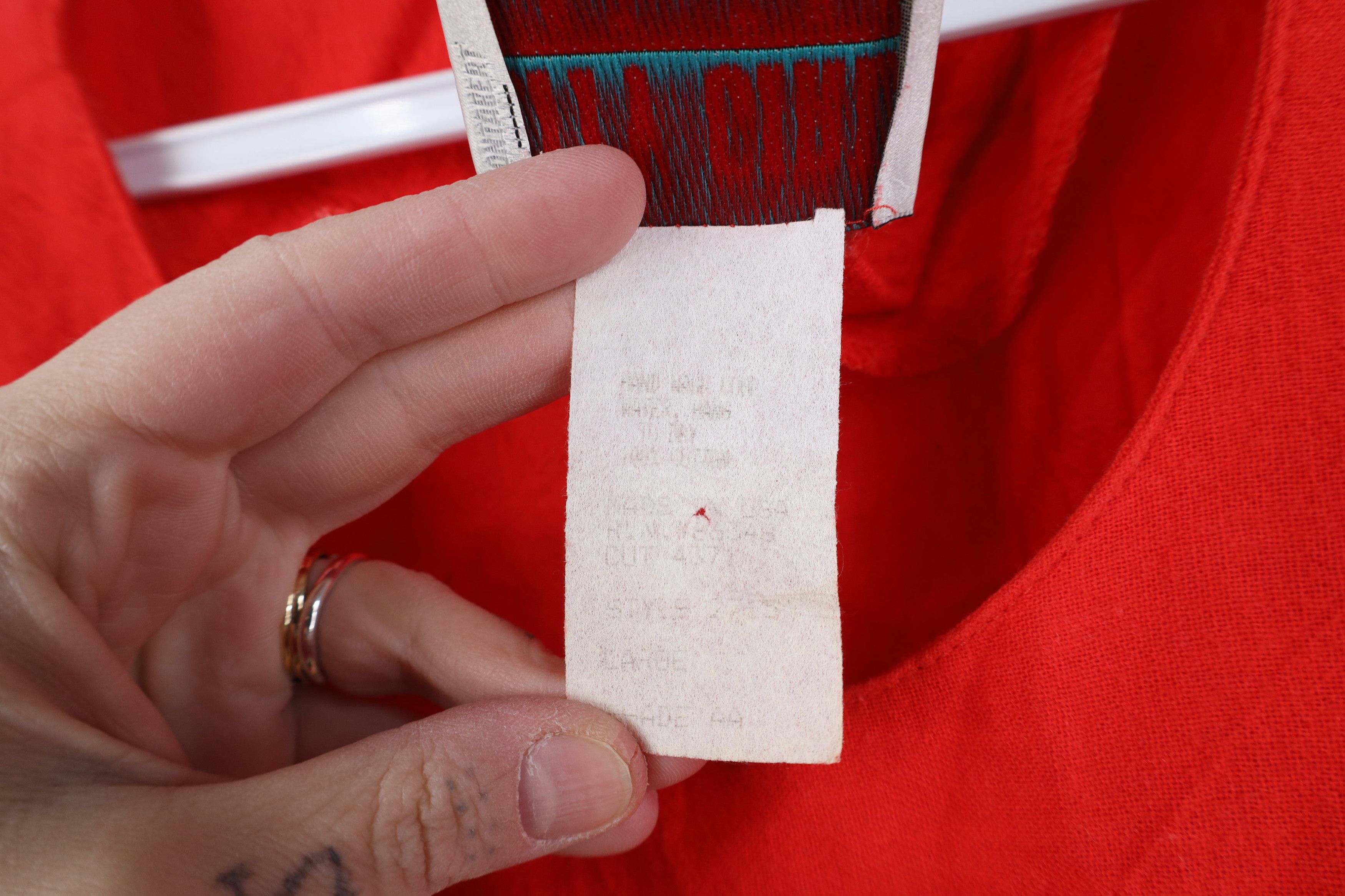Vintage Vintage 90s Streetwear Cotton Abstract Sun Shirt Red USA Size L / US 10 / IT 46 - 9 Thumbnail