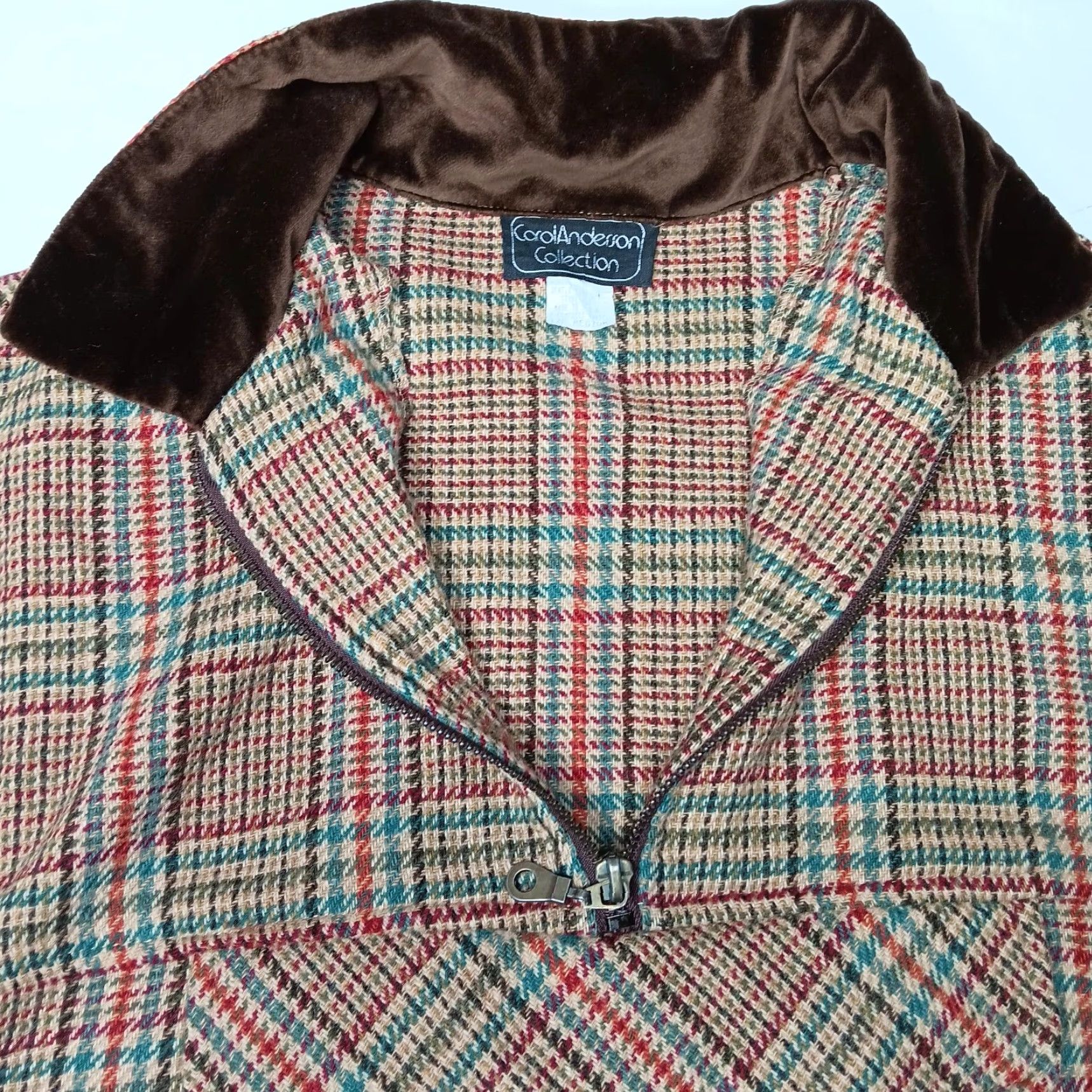 Vintage VINTAGE Carol Little Jacket M Wool Blend Pullover Brown Plaid 1/4 Zip Academia Womens Size M / US 6-8 / IT 42-44 - 6 Thumbnail