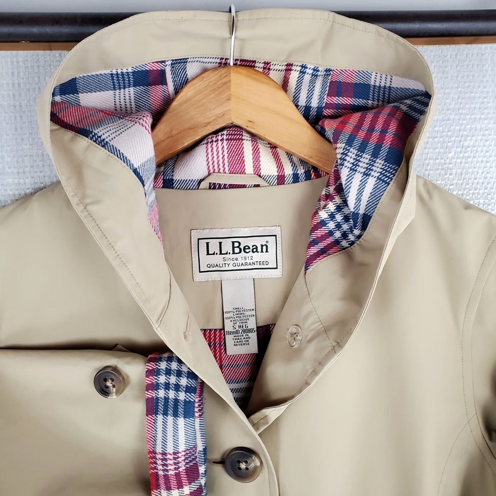 Vintage L.L. Bean Womens Hooded Button Front Macintosh Jacket Khaki Small Beigh Size S / US 4 / IT 40 - 6 Thumbnail