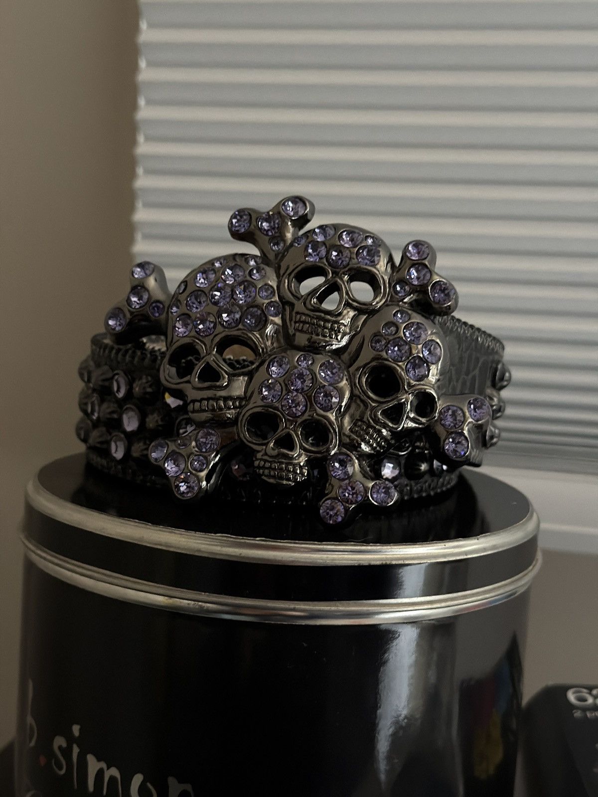 B.B. Simon B.B. Simon Multi Skull Belt Purple/Black Size 34 - 2 Thumbnail