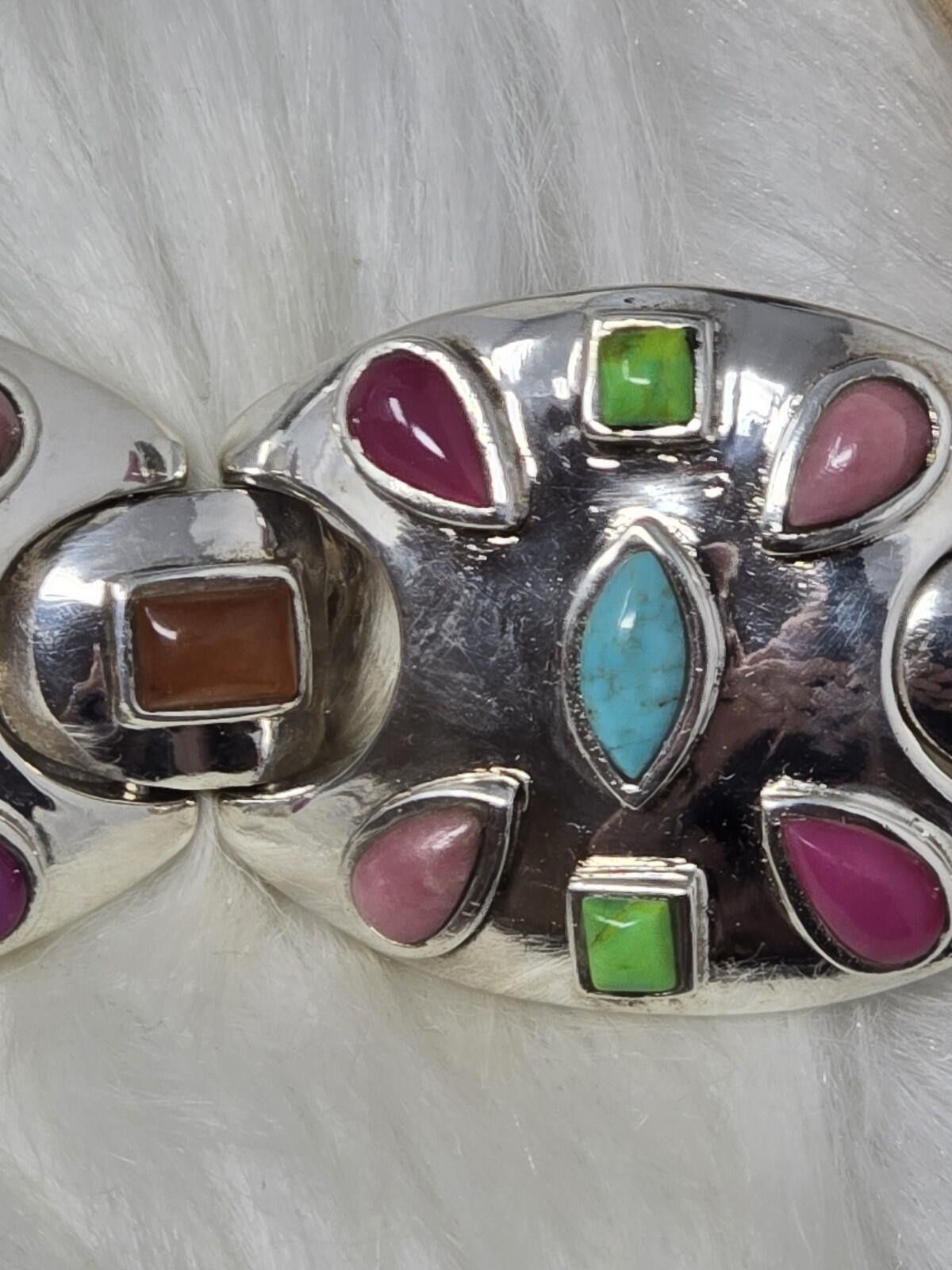 Neil Barrett Barse 925 Sterling Silver Gemstone Panel Link Bracelet Rare Size ONE SIZE - 6 Thumbnail