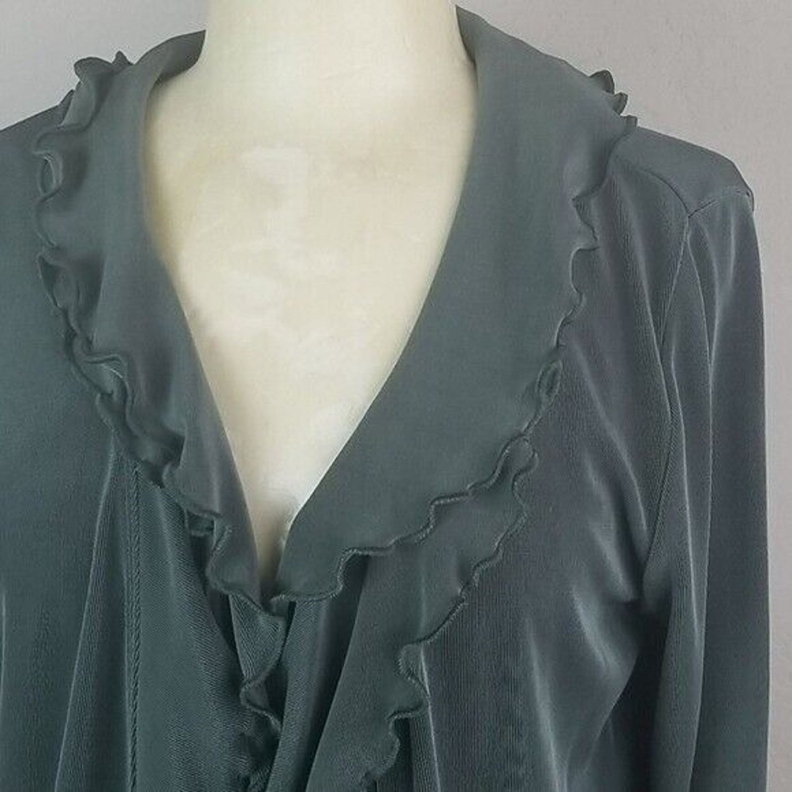 Boston Proper Boston Proper Womens Cardigan Ruffle Open Earthy Forest S Size S / US 4 / IT 40 - 2 Thumbnail