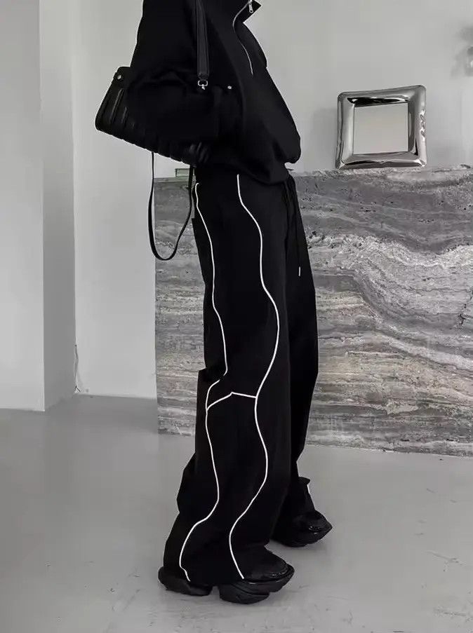 Japanese Brand Y2K 2000s retro side swirl line baggy loose pants Size US 32 / EU 48 - 4 Thumbnail