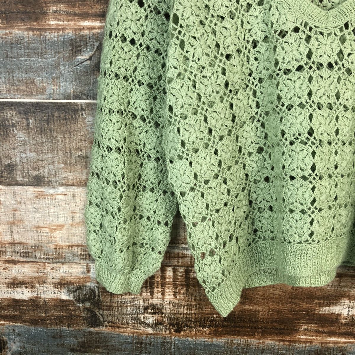Homespun Knitwear Japan vintage crochet meshnet Green Knitwear #A1979 Size US S / EU 44-46 / 1 - 7 Thumbnail