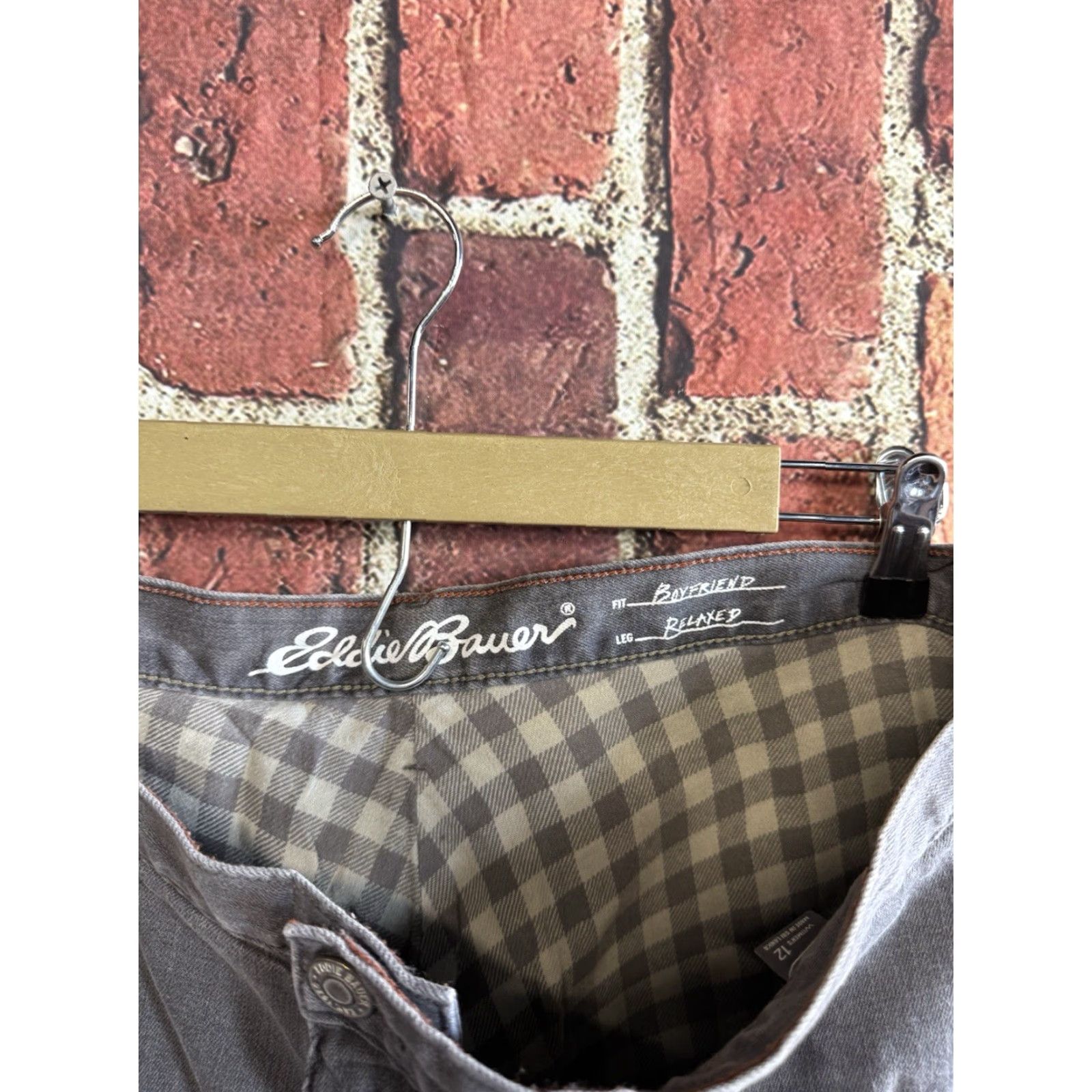 Eddie Bauer Eddie Bauer Womens Pants Gray Denim Lined Relaxed Fit Size 12 Chino Straight 30 Inseam Women's Regular Size 34" / US 12 / IT 48 - 3 Thumbnail