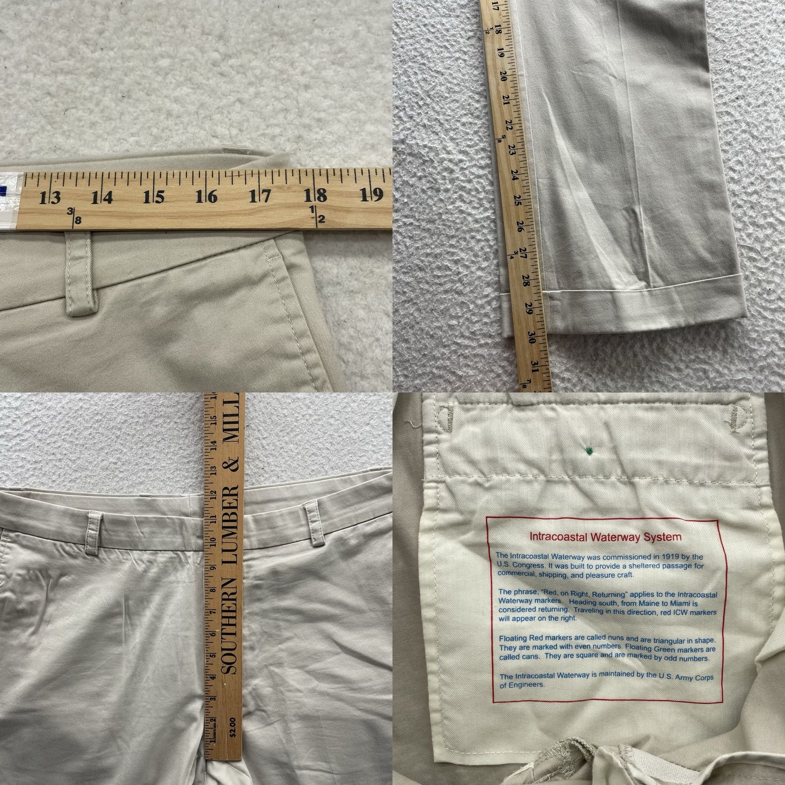 Southern Tide Southern Tides Khakis Pants Mens 35x30 Beige Solid Flat Front Zip Button Twill Casual Dress Pants Size US 35 - 8 Thumbnail