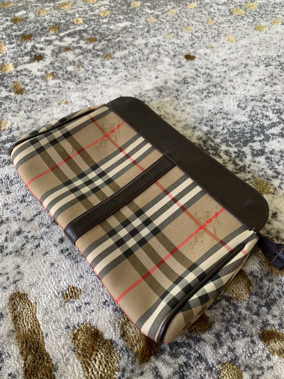 Burberry × Vintage Vintage Burberrys Nova Check Clutch Bag Canvas Beige Size ONE SIZE - 5 Thumbnail