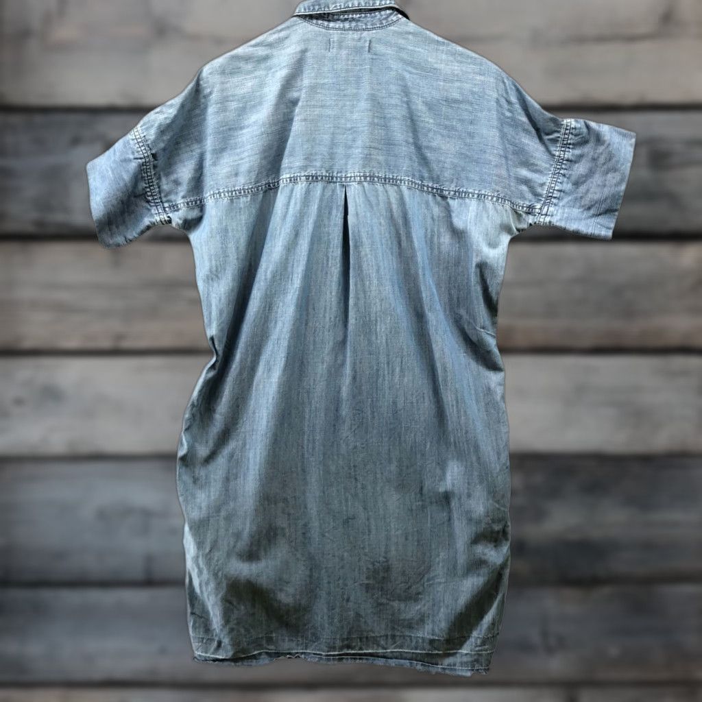 Madewell Madewell Chambray Shirt Dress Womens S Blue Short Sleeve Fringe Denim Size S / US 4 / IT 40 - 1 Thumbnail