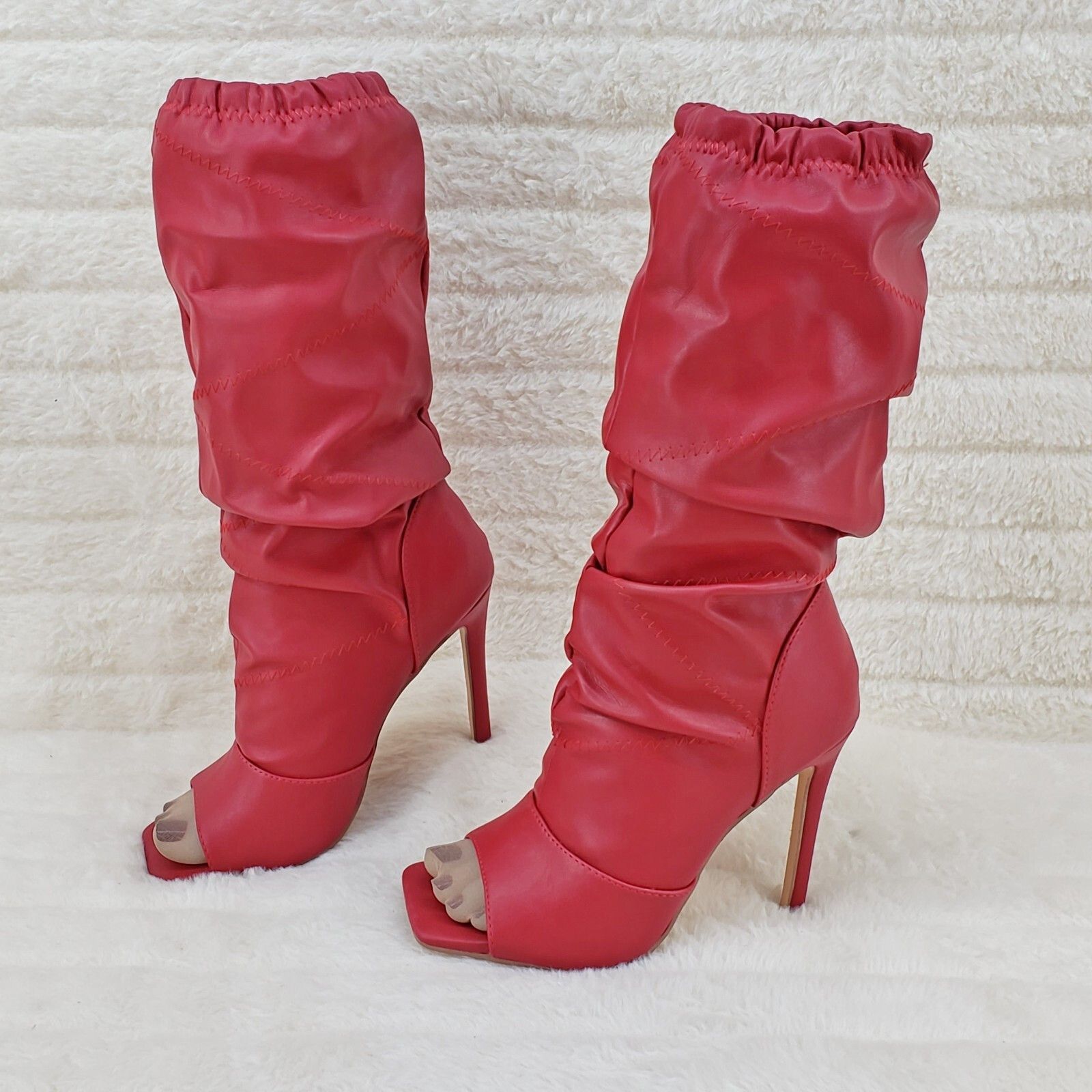 Other Victoria RED Square toe Mid Calf Adjustable Slouch Scrunch P Size US 7 / IT 37 - 2 Thumbnail